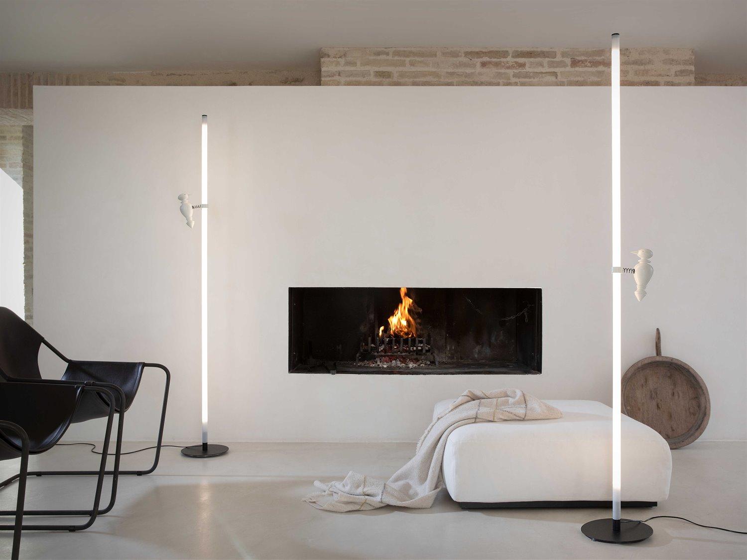 Karman Accipicchio Matt Black Frosted White Pyrex Floor Lamp