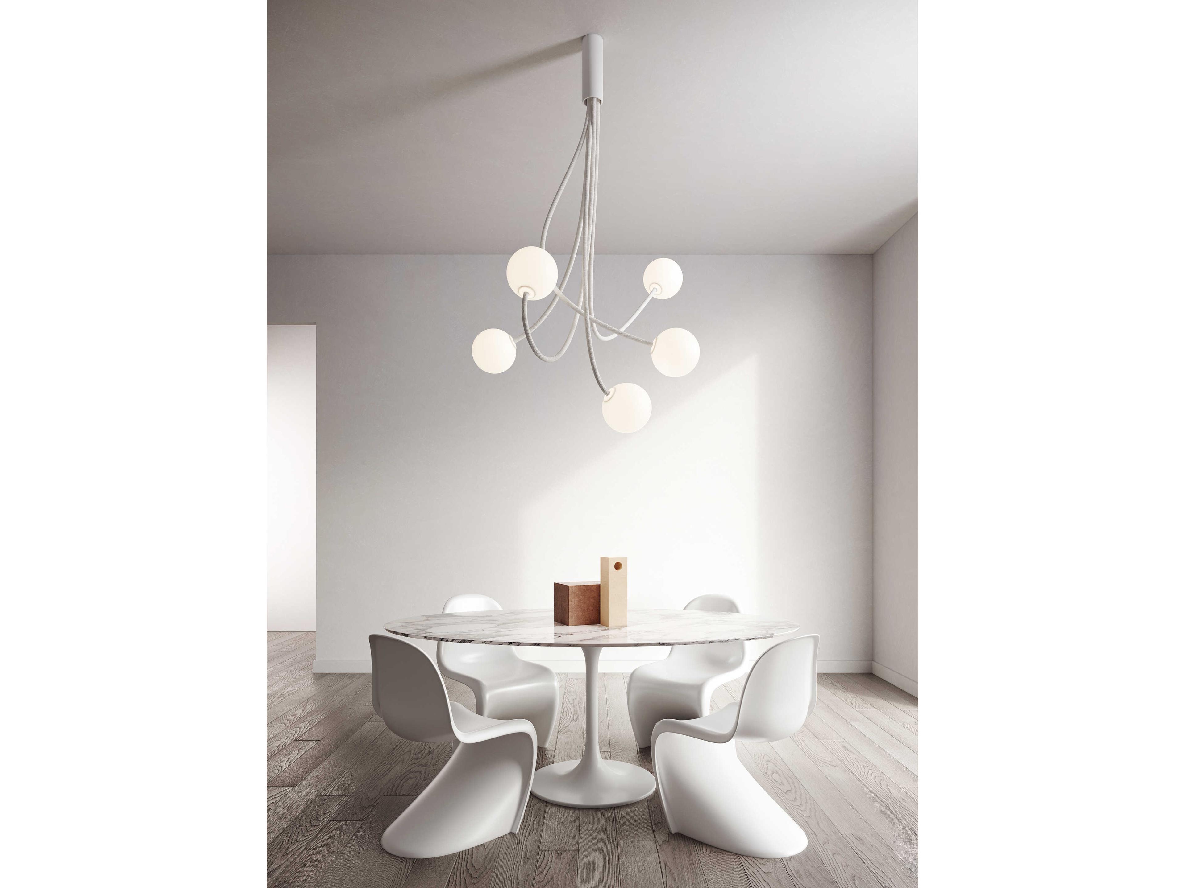 Karman Moony 5-Light Matte White Globe Mini Pendant