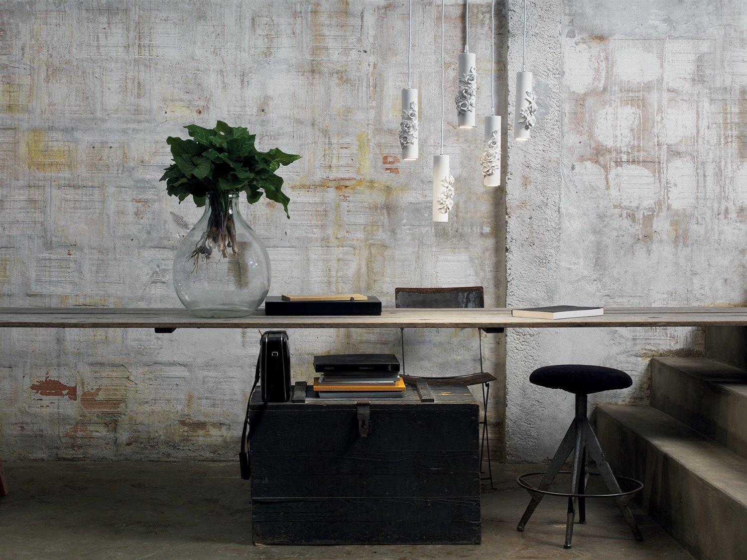 Karman Capodimonte 1-Light Matt White Cylinder Mini Pendant