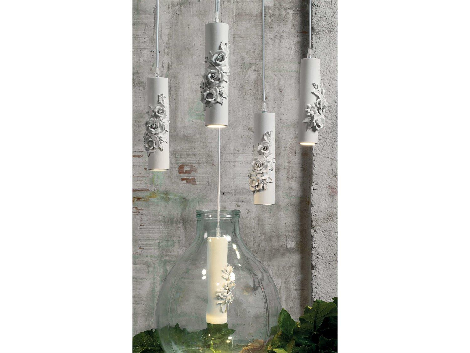 Karman Capodimonte 1-Light Matt White Cylinder Mini Pendant