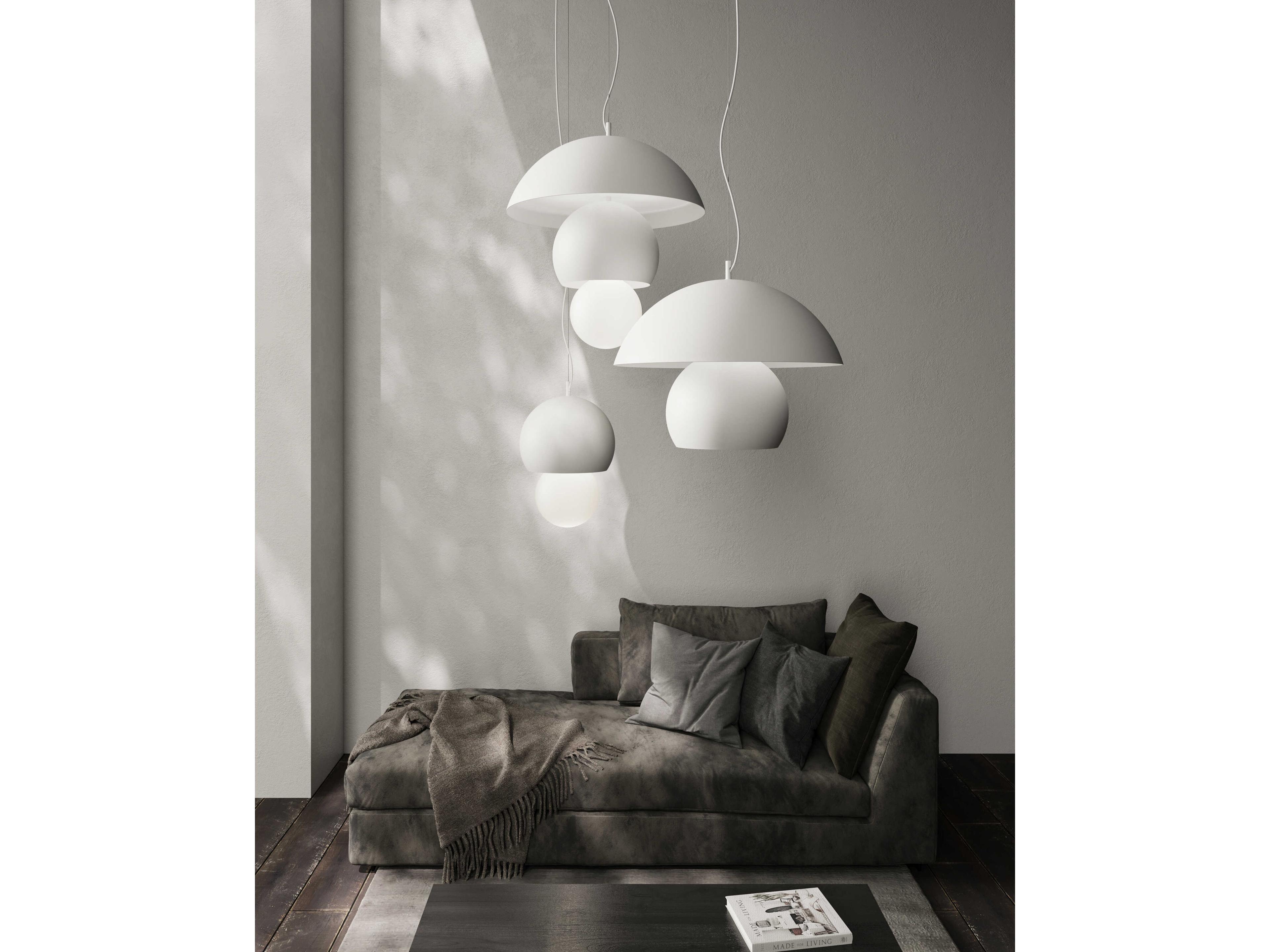 Karman Triluna 7-Light Matte White Dome Geometric Pendant