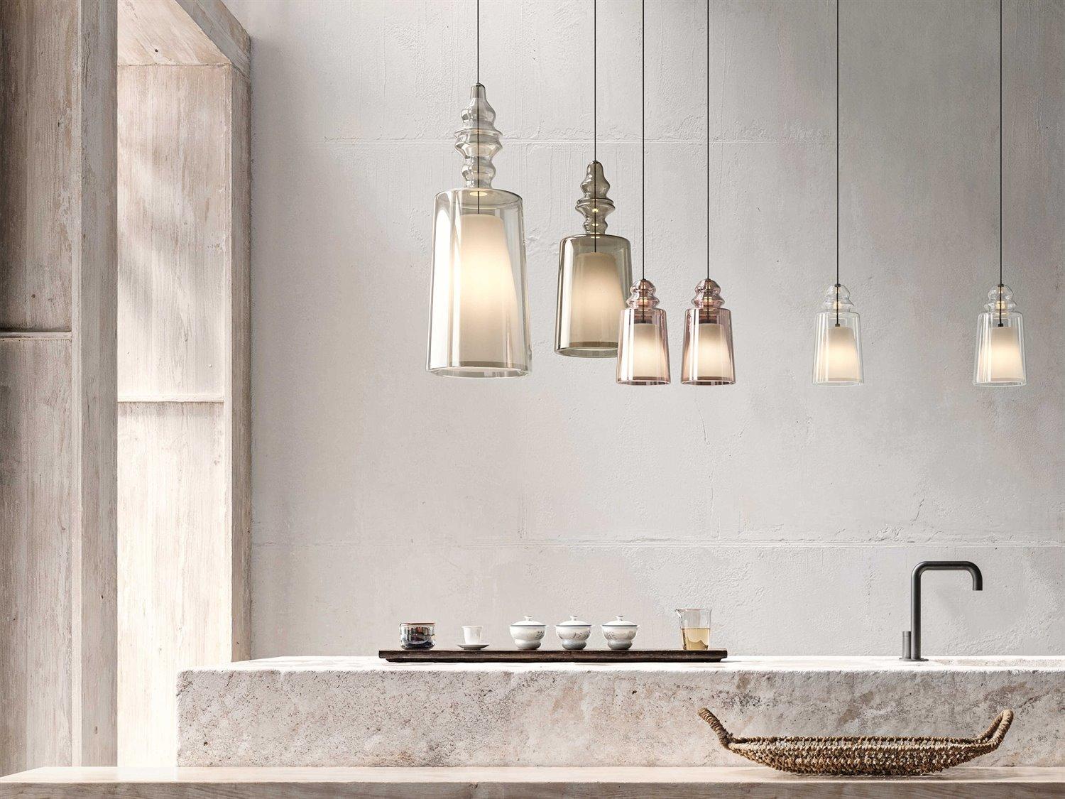 Karman Alibaglass 1-Light Bronze Cylinder Mini Pendant