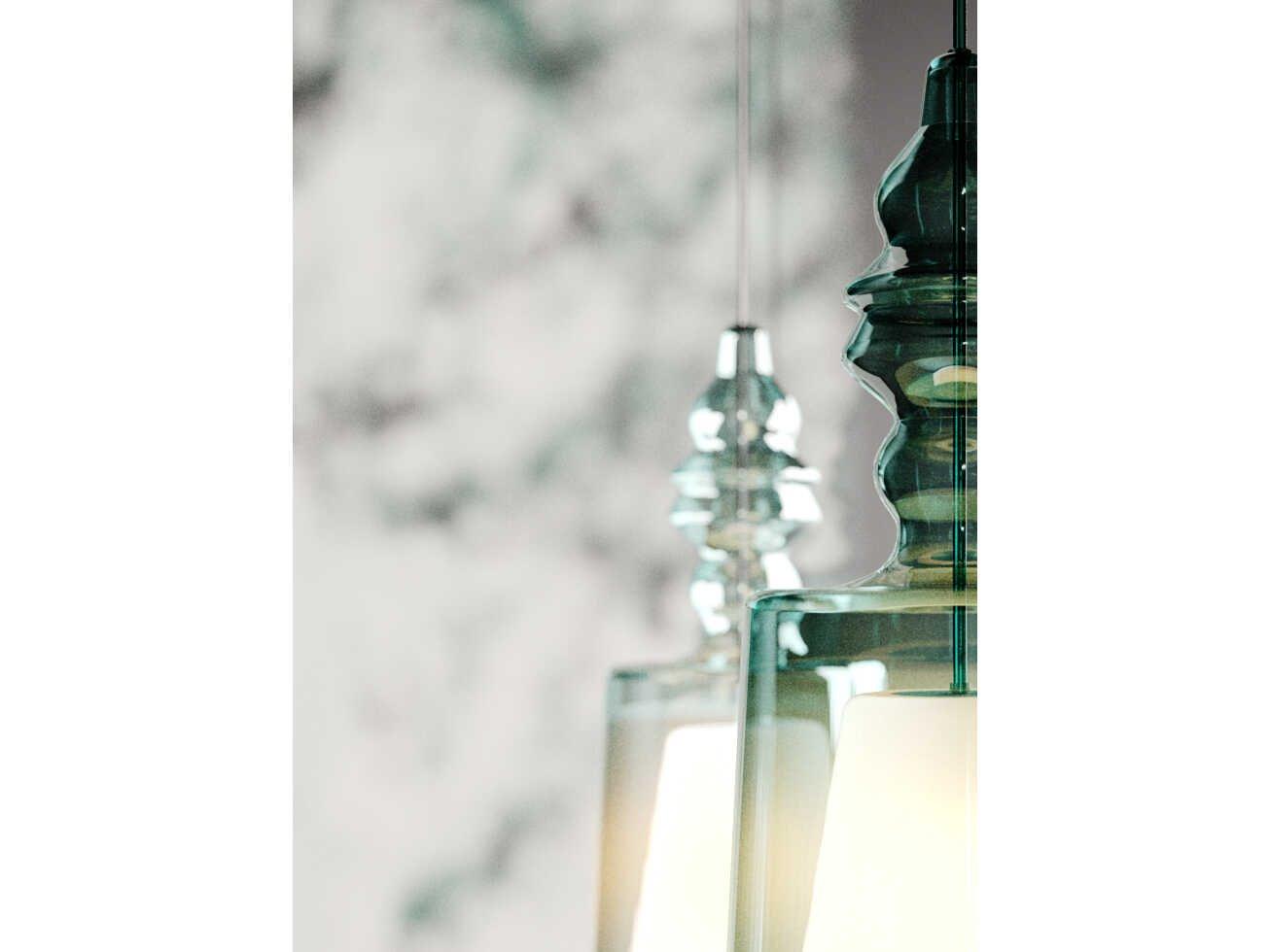 Karman Alibaglass 1-Light Turquoise Blue Cylinder Mini Pendant