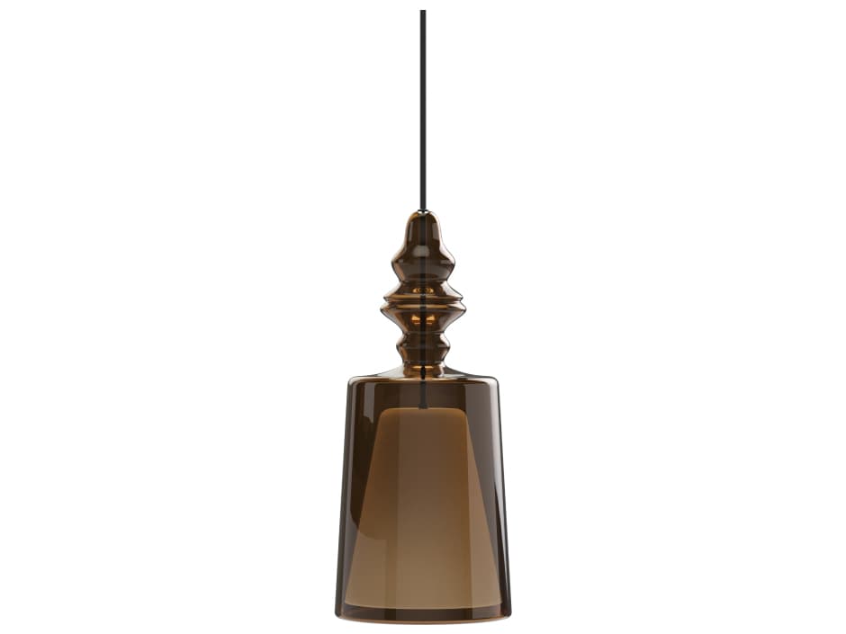 Karman Alibaglass 1-Light Bronze Cylinder Mini Pendant