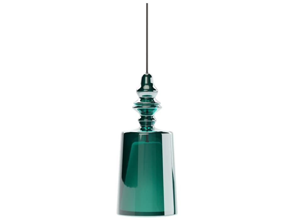 Karman Alibaglass 1-Light Turquoise Green Cylinder Mini Pendant