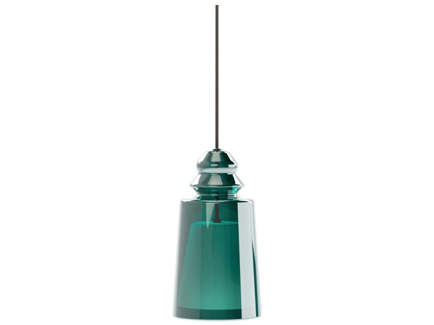 Karman Alibaglass 1-Light Turquoise Green Cylinder Mini Pendant