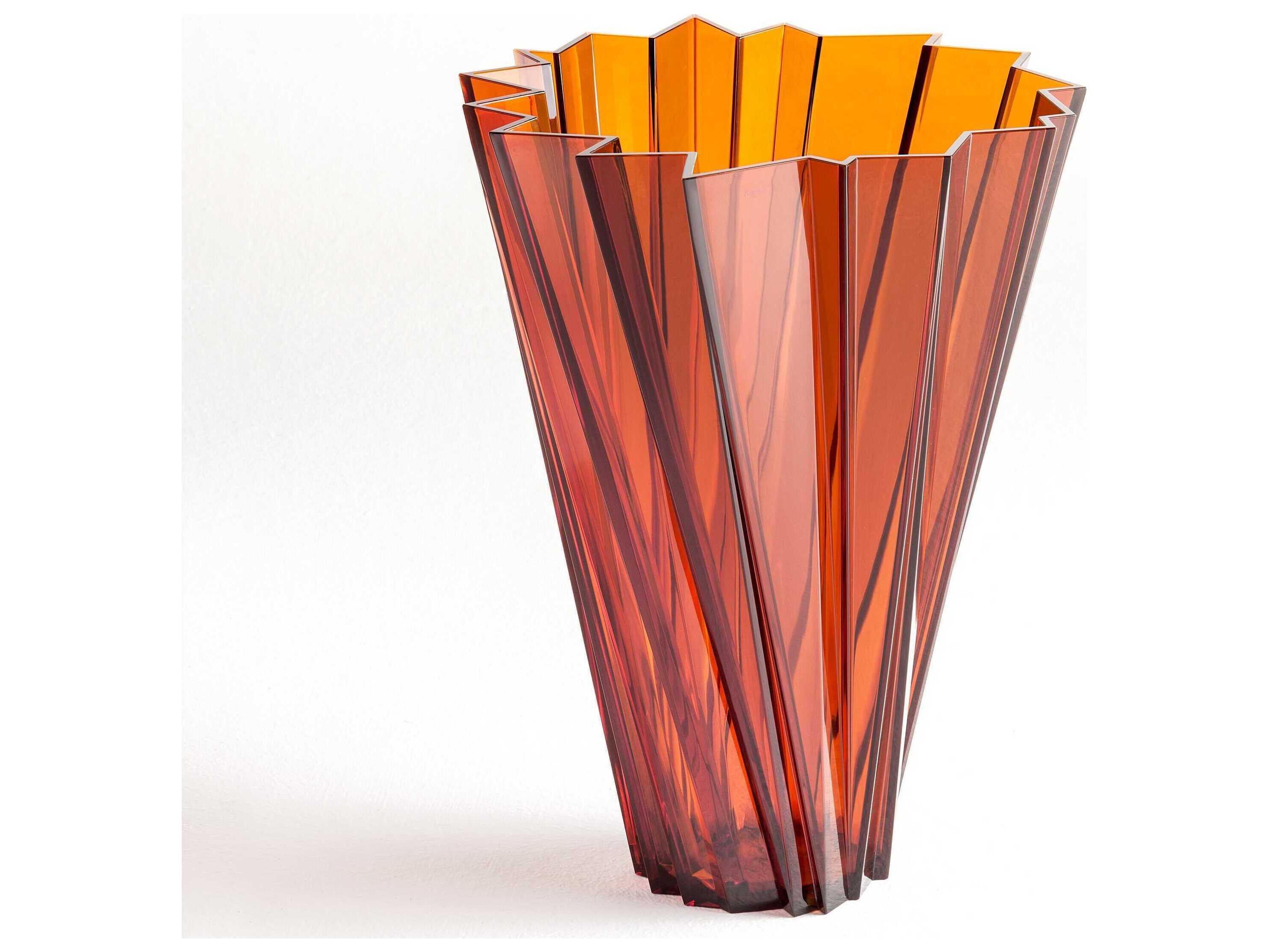 Kartell Outdoor Shanghai Amber Transparent 14'' Vase