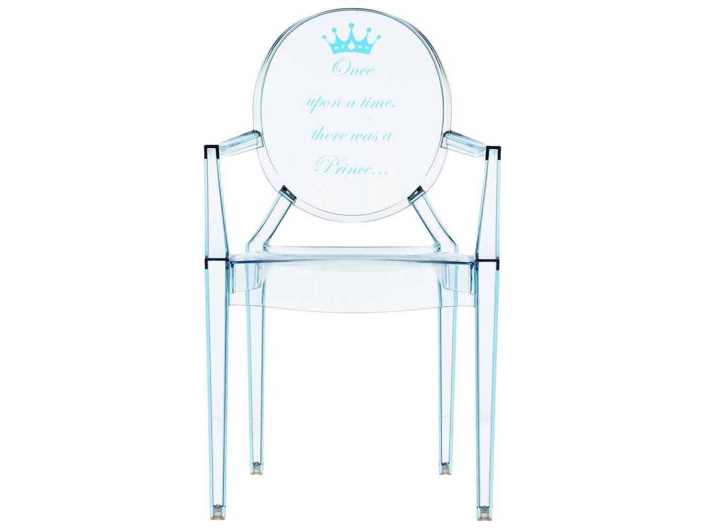 Kartell Outdoor Lou Lou Ghost Blue Transparent Prince Print Child's Chair