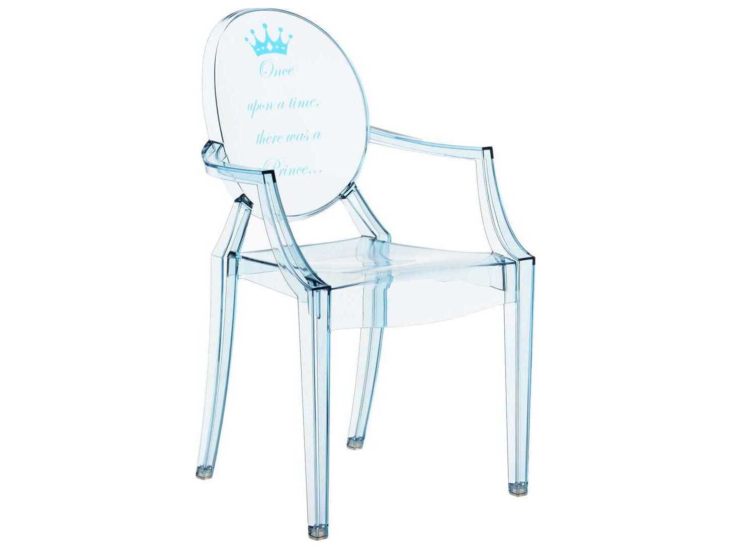 Kartell Outdoor Lou Lou Ghost Blue Transparent Prince Print Child's Chair