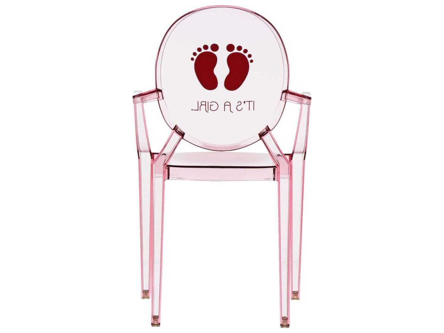 Kartell Outdoor Lou Lou Ghost Pink Transparent It's a girl Print Child's Chair