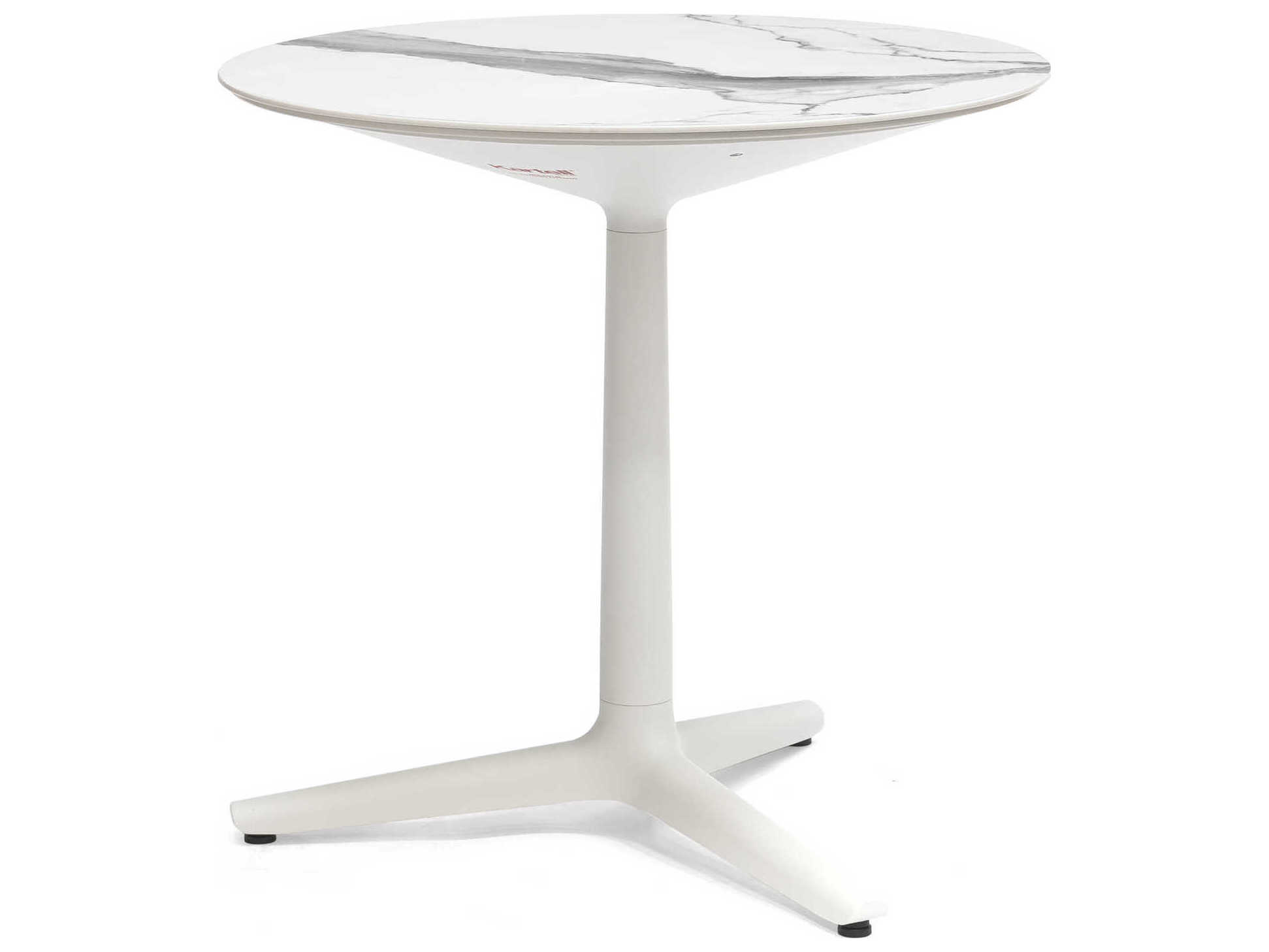 Kartell Outdoor Multiplo White Marble Die-Cast Aluminum Round Dining Table