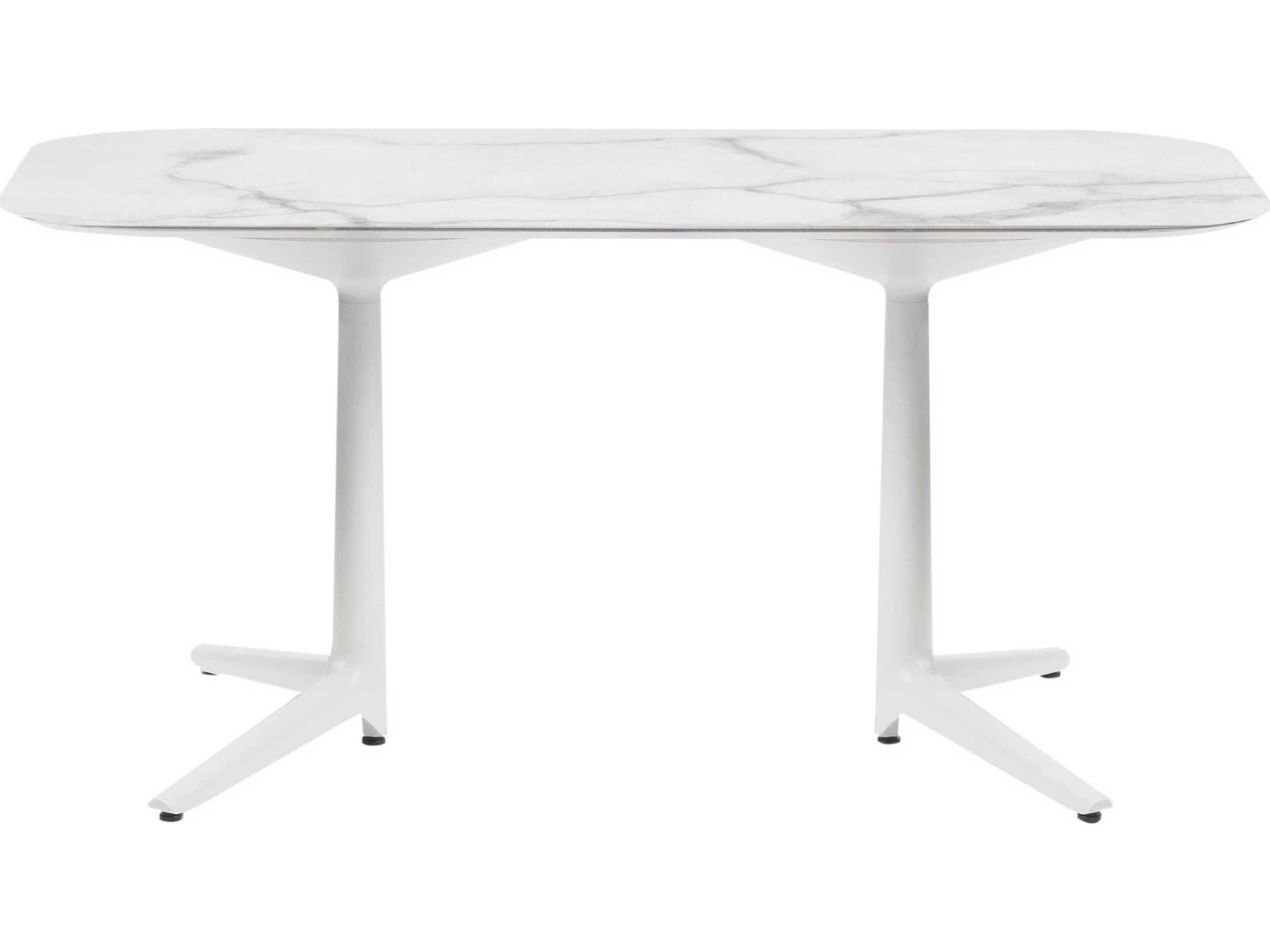 Kartell Outdoor Multiplo Xl White Marble / White Rectangular Dining Table