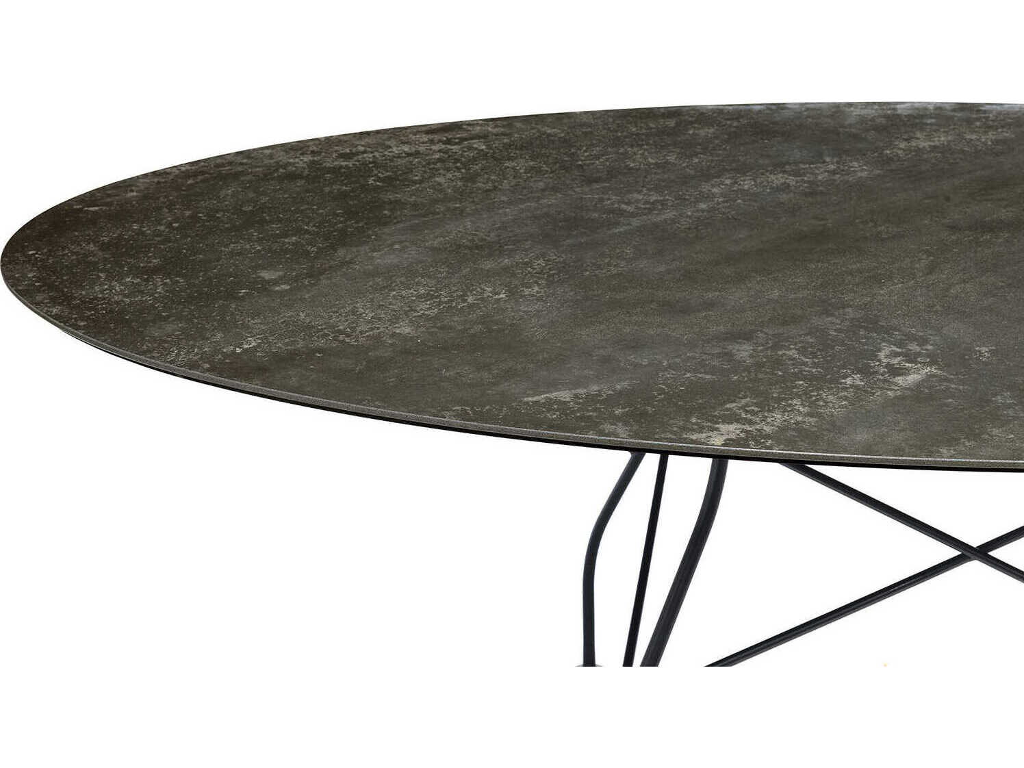 Kartell Outdoor Glossy Steel Black / Marble Aged BronzeW Oval Dining Table