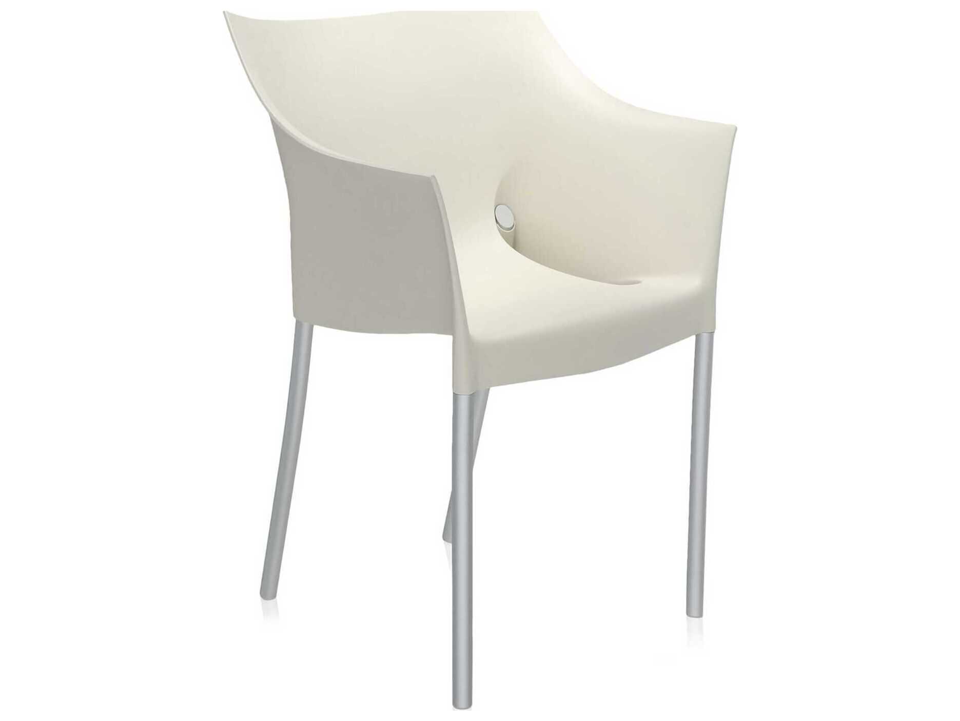 Kartell Outdoor Dr No Opaque Wax White Aluminum Resin Dining Arm Chair  (Sold in 2)
