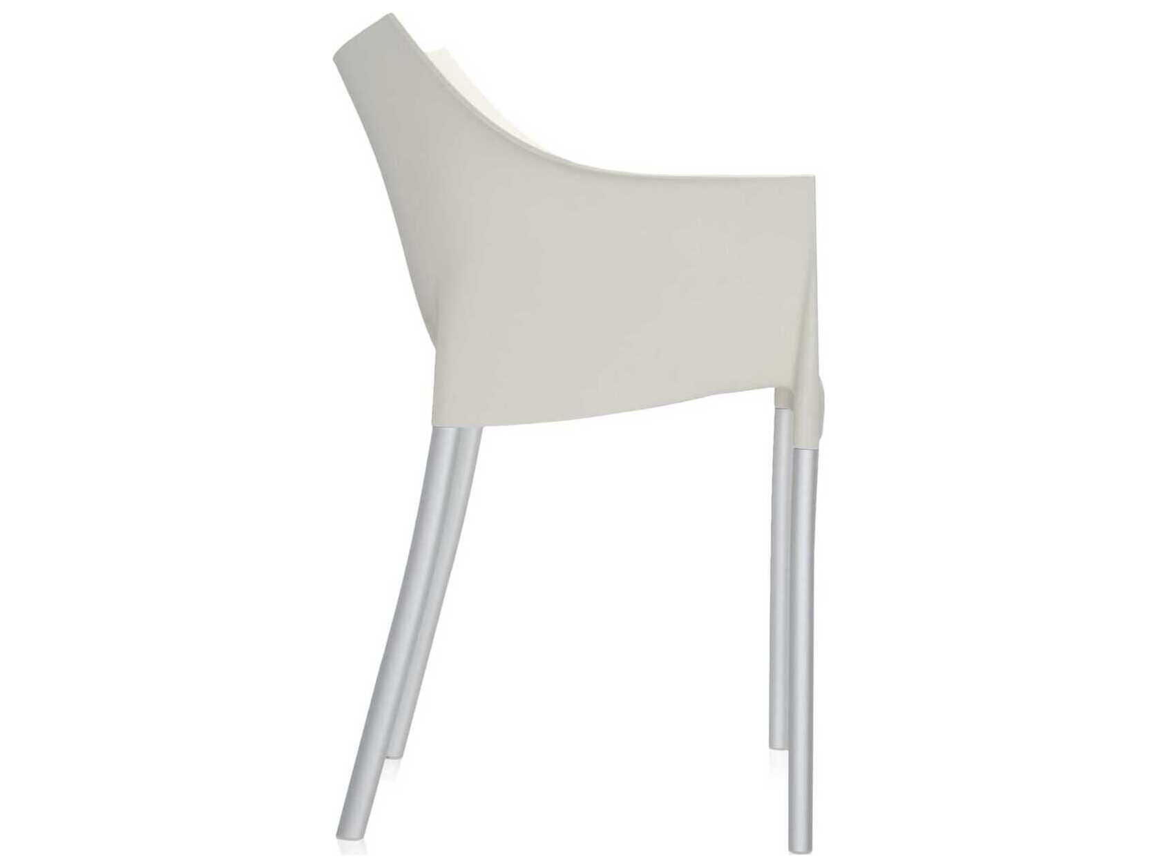 Kartell Outdoor Dr No Opaque Wax White Aluminum Resin Dining Arm Chair  (Sold in 2)