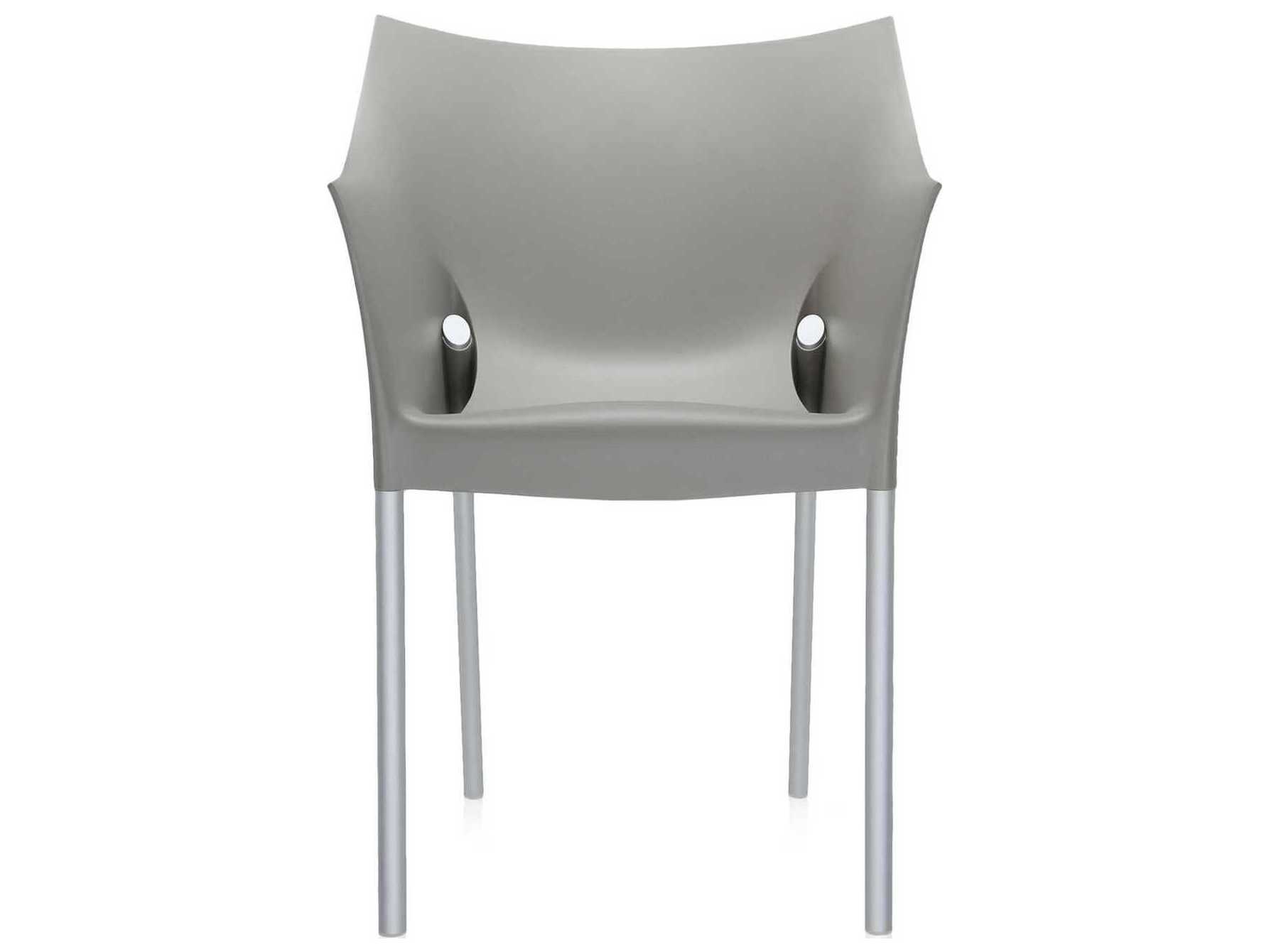 Kartell Outdoor Dr No Opaque Warm Grey Aluminum Resin Dining Arm Chair  (Sold in 2)