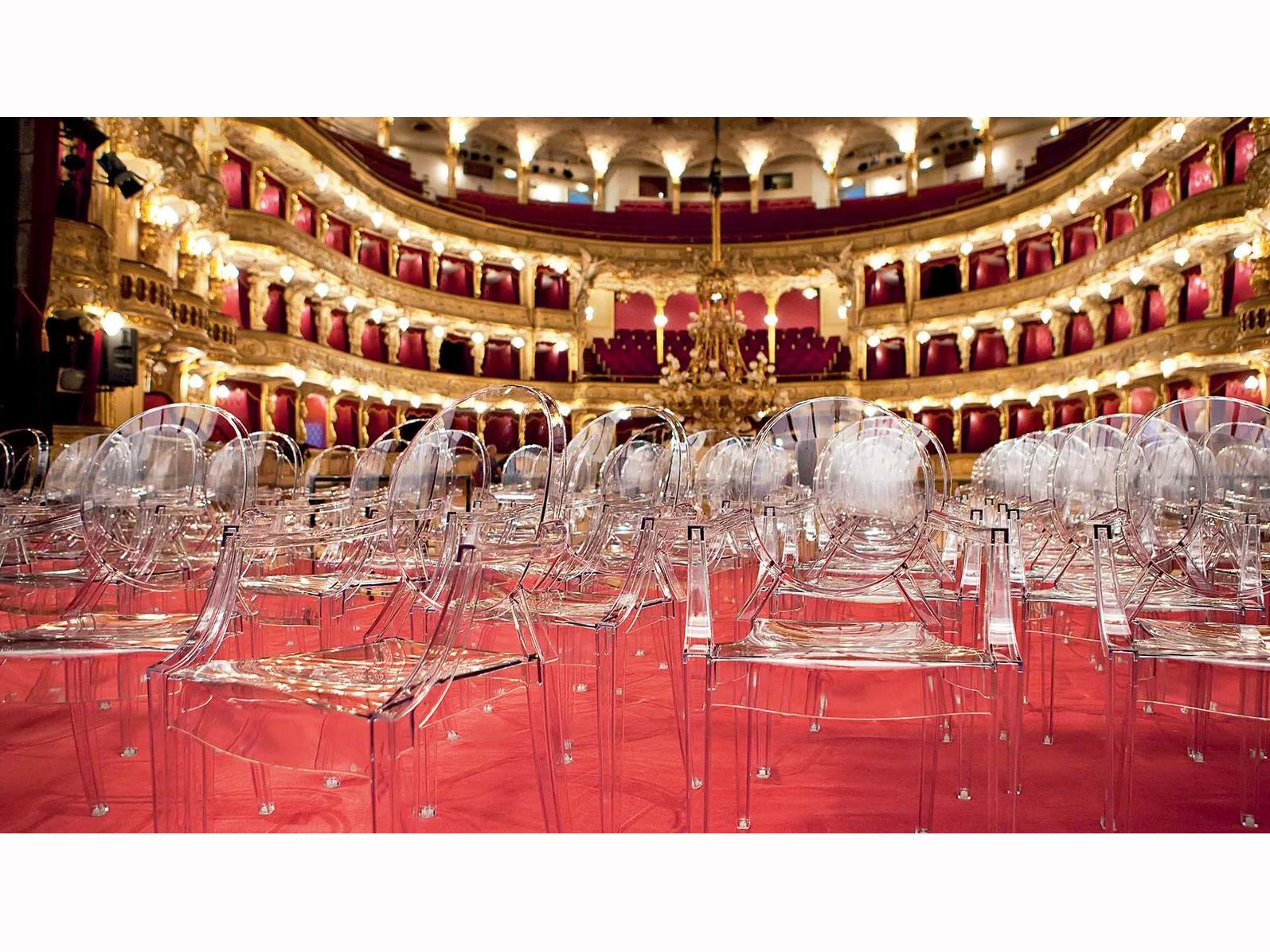 Kartell Outdoor Louis Ghost Crystal Resin Dining Arm Chair  (Sold in 4)