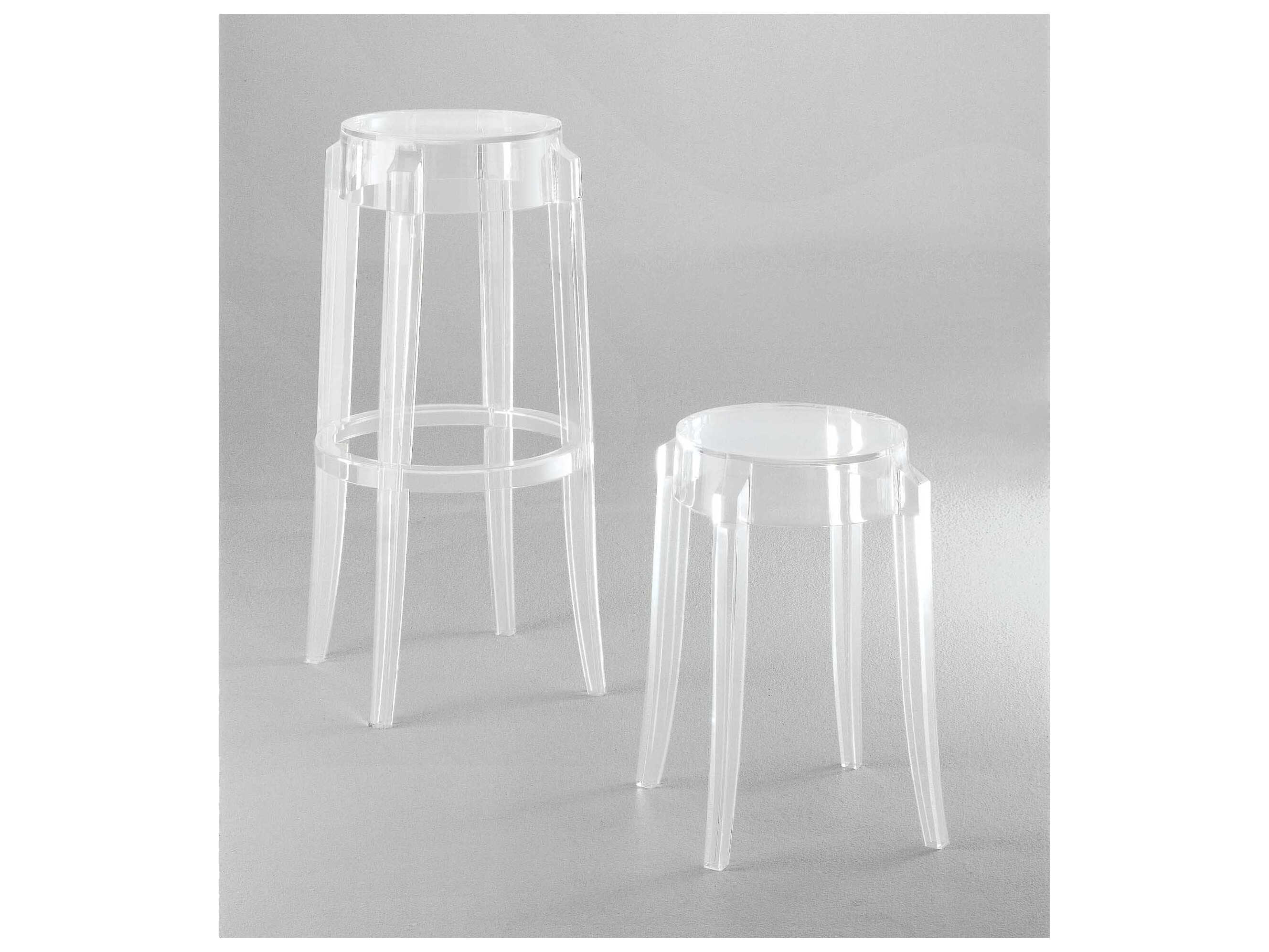 Kartell Outdoor Charles Ghost Transparent Crystal Resin Dining Stool  (Sold in 2)