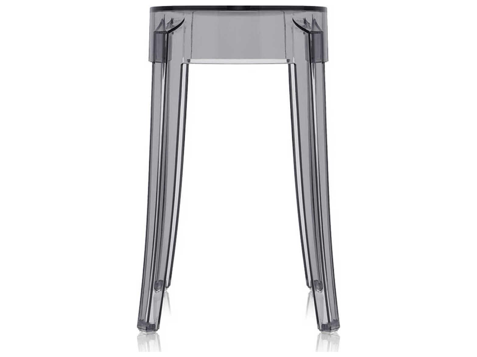Kartell Outdoor Charles Ghost Transparent Smoke Grey Resin Dining Stool  (Sold in 2)