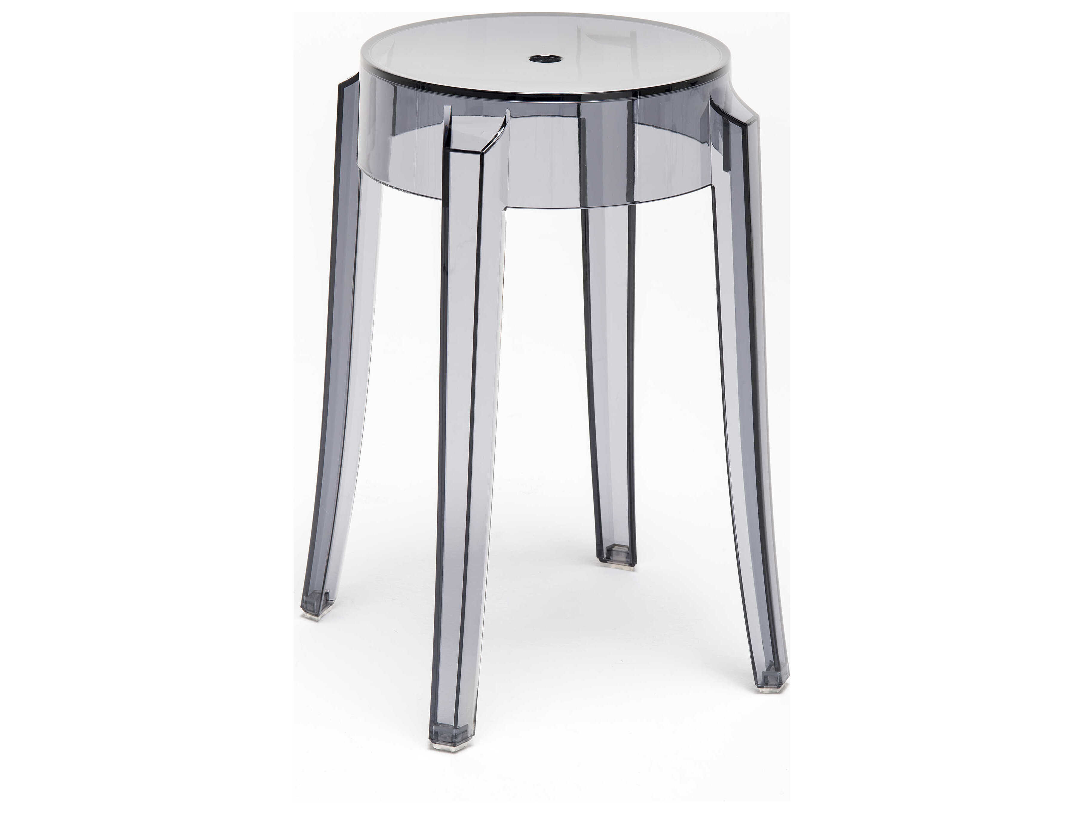 Kartell Outdoor Charles Ghost Transparent Smoke Grey Resin Dining Stool  (Sold in 2)
