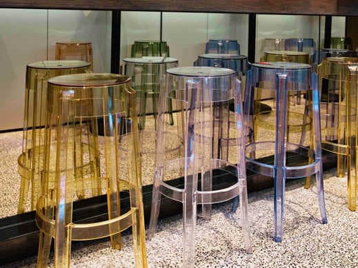 Kartell Outdoor Charles Ghost Transparent Crystal Resin Counter Stool  (Sold in 2)