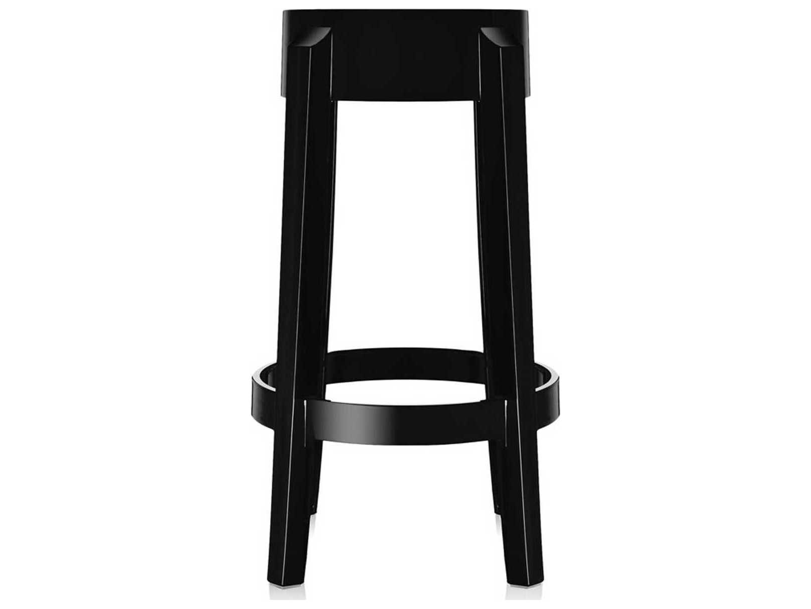 Kartell Outdoor Charles Ghost Glossy Black Resin Counter Stool  (Sold in 2)