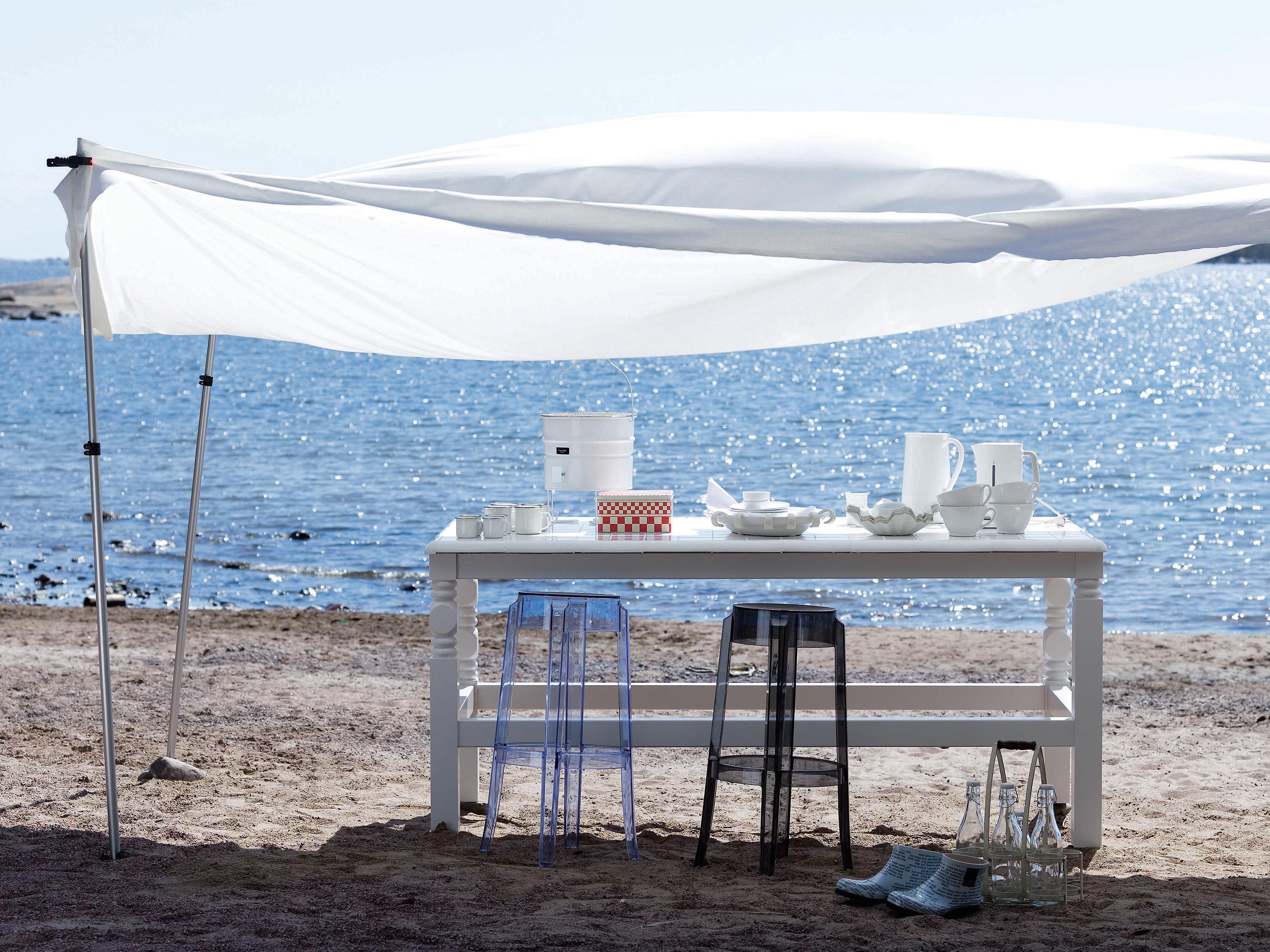 Kartell Outdoor Charles Ghost Glossy Black Resin Counter Stool  (Sold in 2)