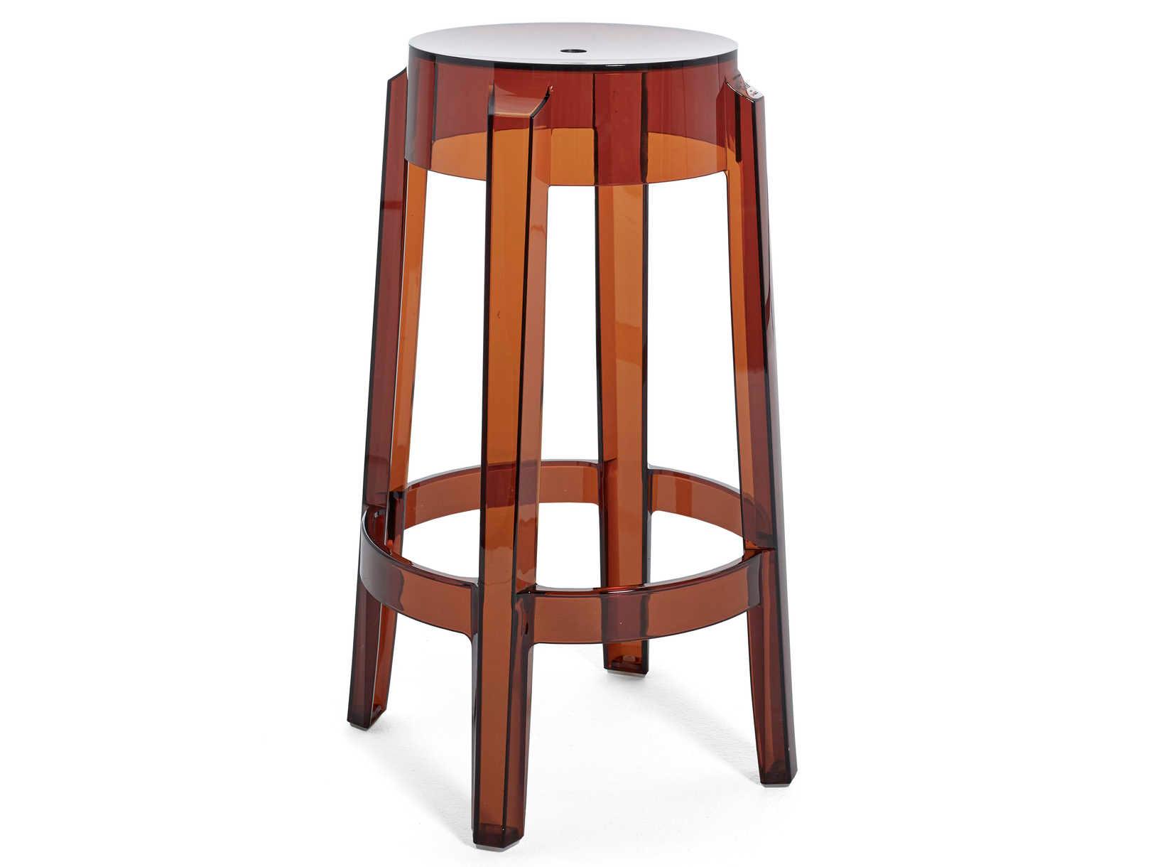 Kartell Outdoor Charles Ghost Amber Resin Counter Stool  (Sold in 2)