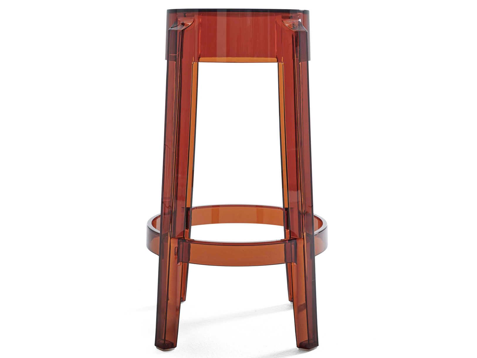 Kartell Outdoor Charles Ghost Amber Resin Counter Stool  (Sold in 2)