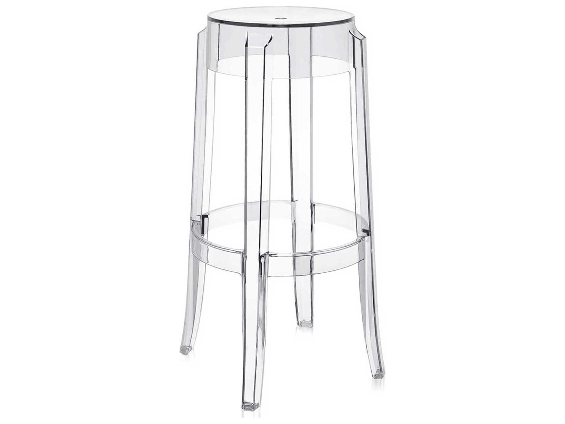 Kartell Outdoor Charles Ghost Transparent Crystal Resin Bar Stool  (Sold in 2)