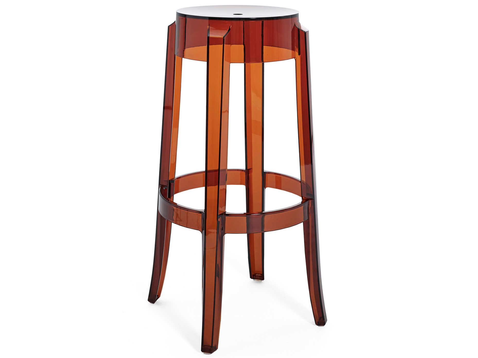 Kartell Outdoor Charles Ghost Amber Resin Bar Stool  (Sold in 2)