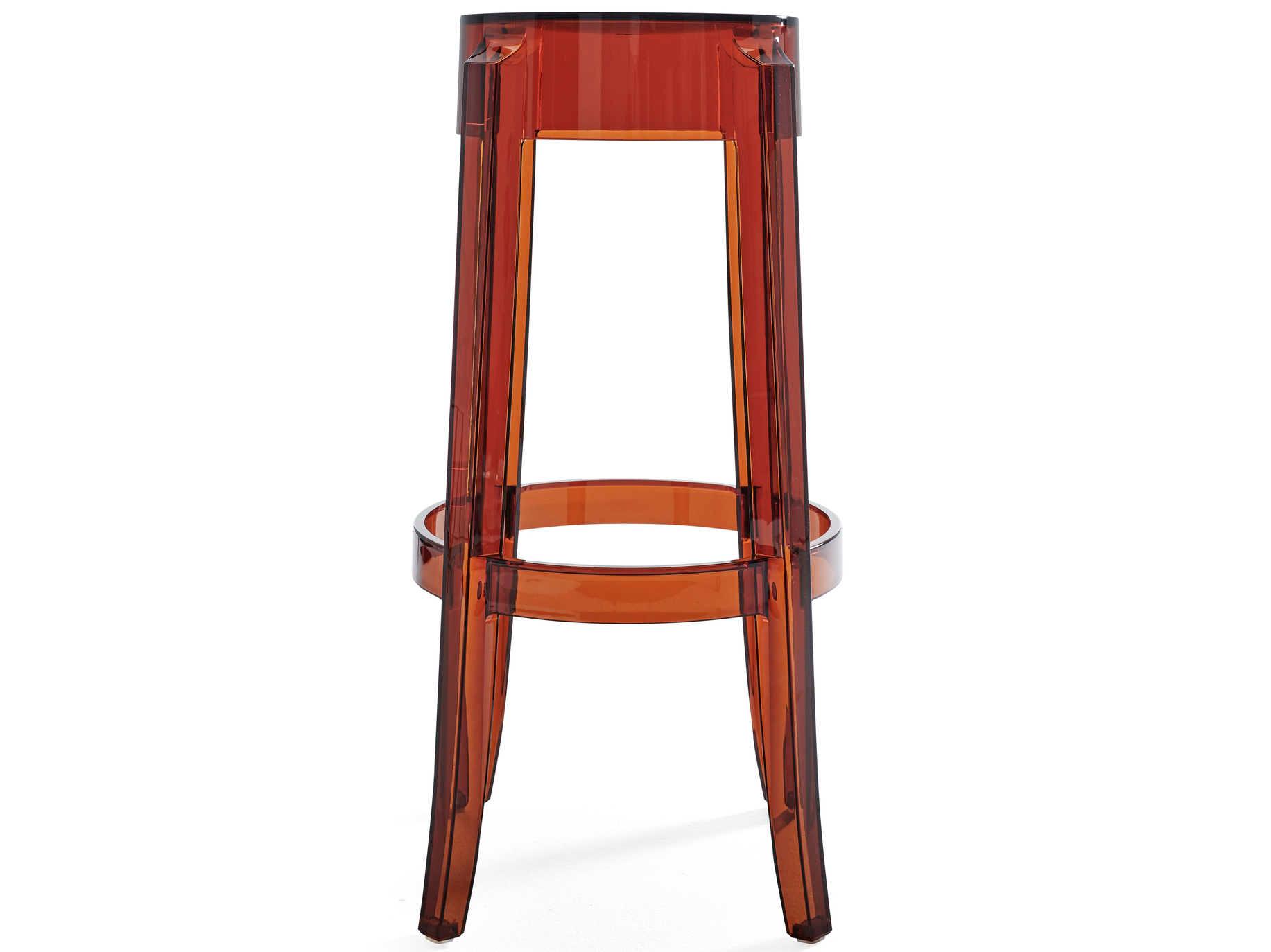 Kartell Outdoor Charles Ghost Amber Resin Bar Stool  (Sold in 2)