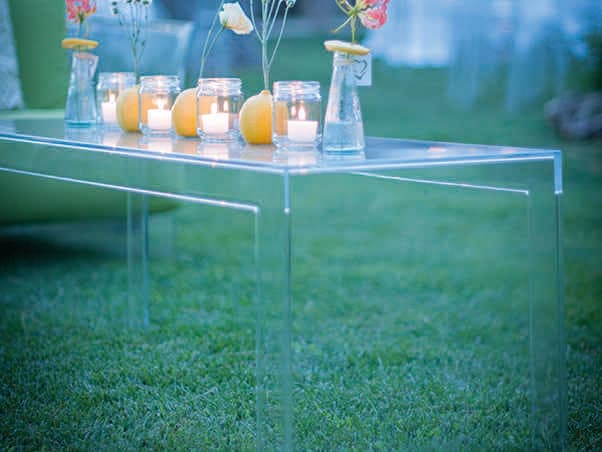 Kartell Outdoor Invisible Transparent Crystal Resin Rectangular Coffee Table