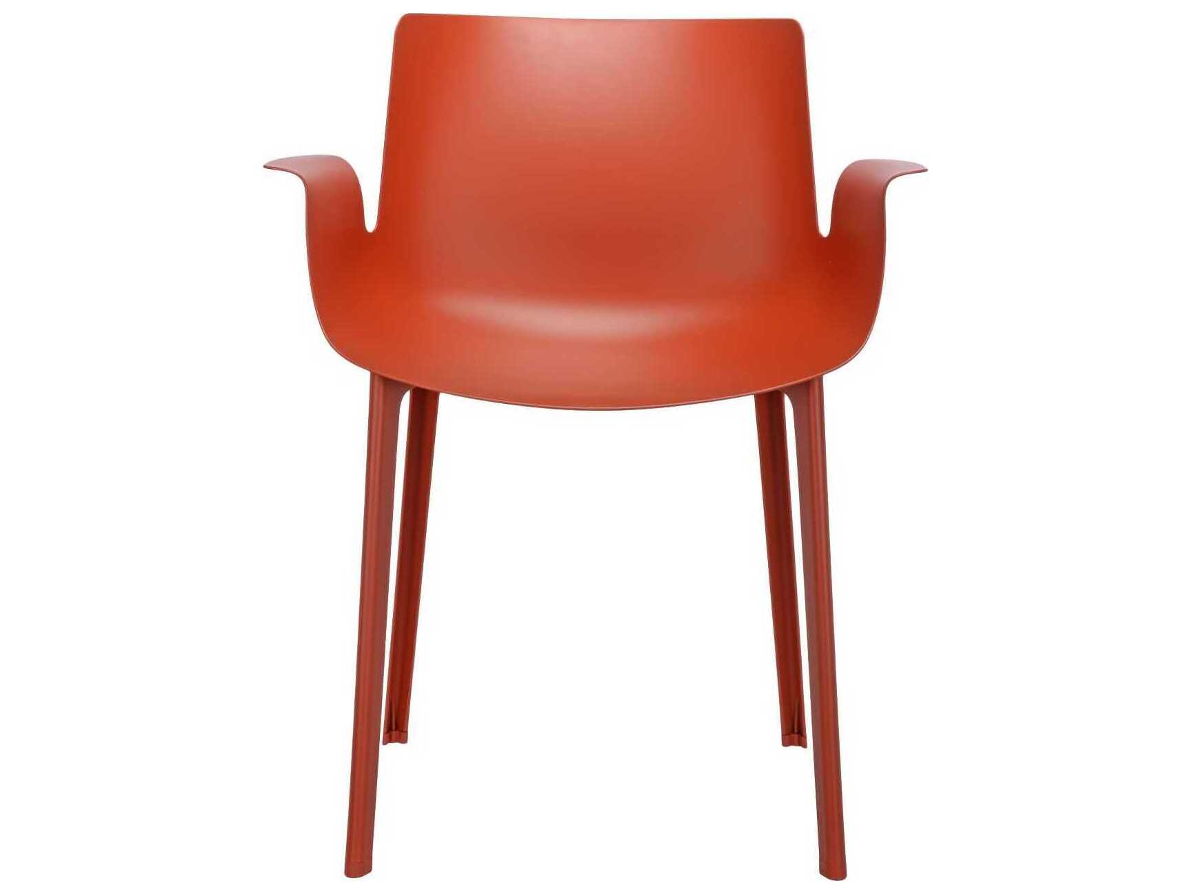 Kartell Outdoor Piuma Opaque Rusty Orange Resin Dining Arm Chair