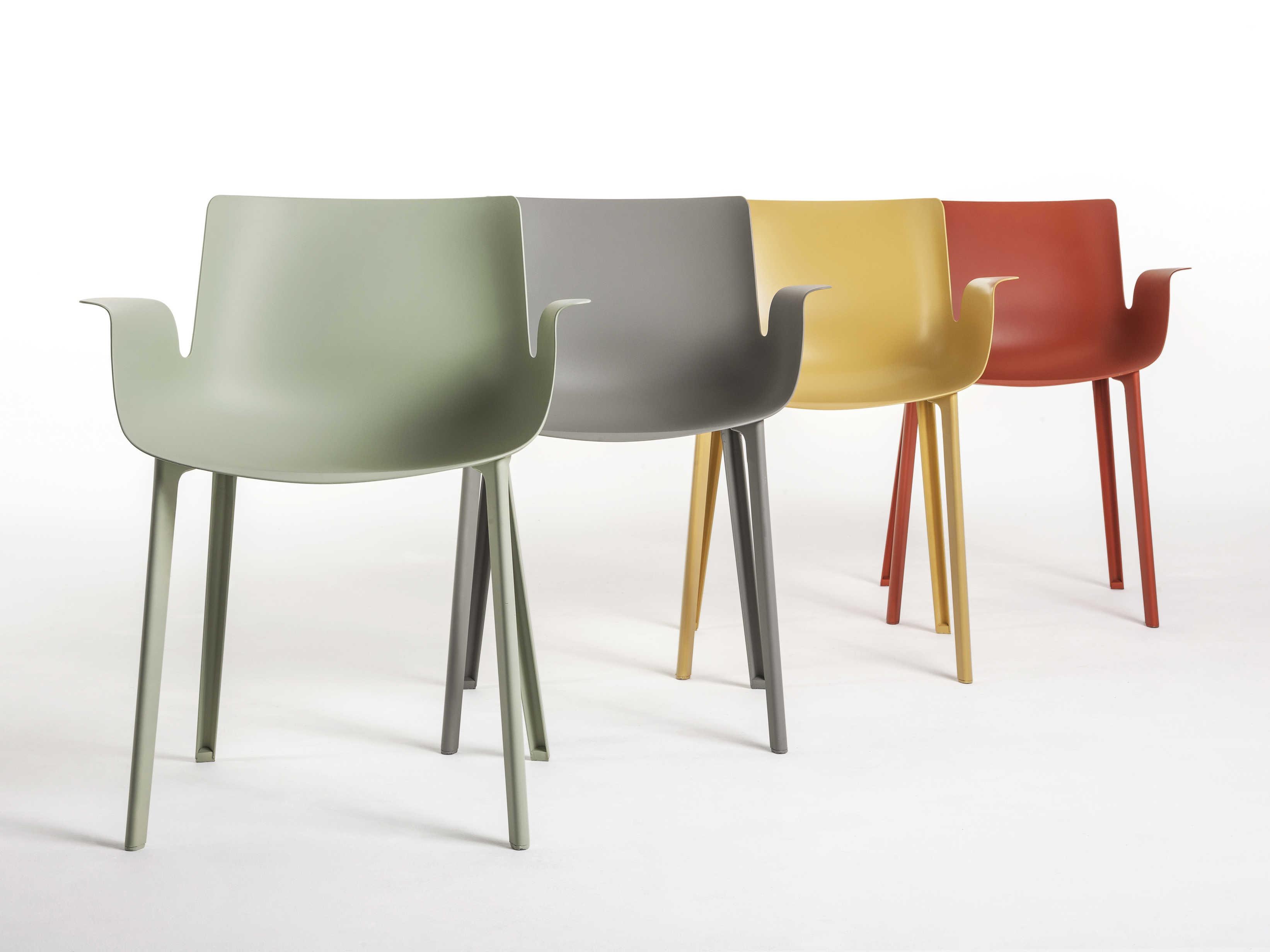 Kartell Outdoor Piuma Opaque Rusty Orange Resin Dining Arm Chair