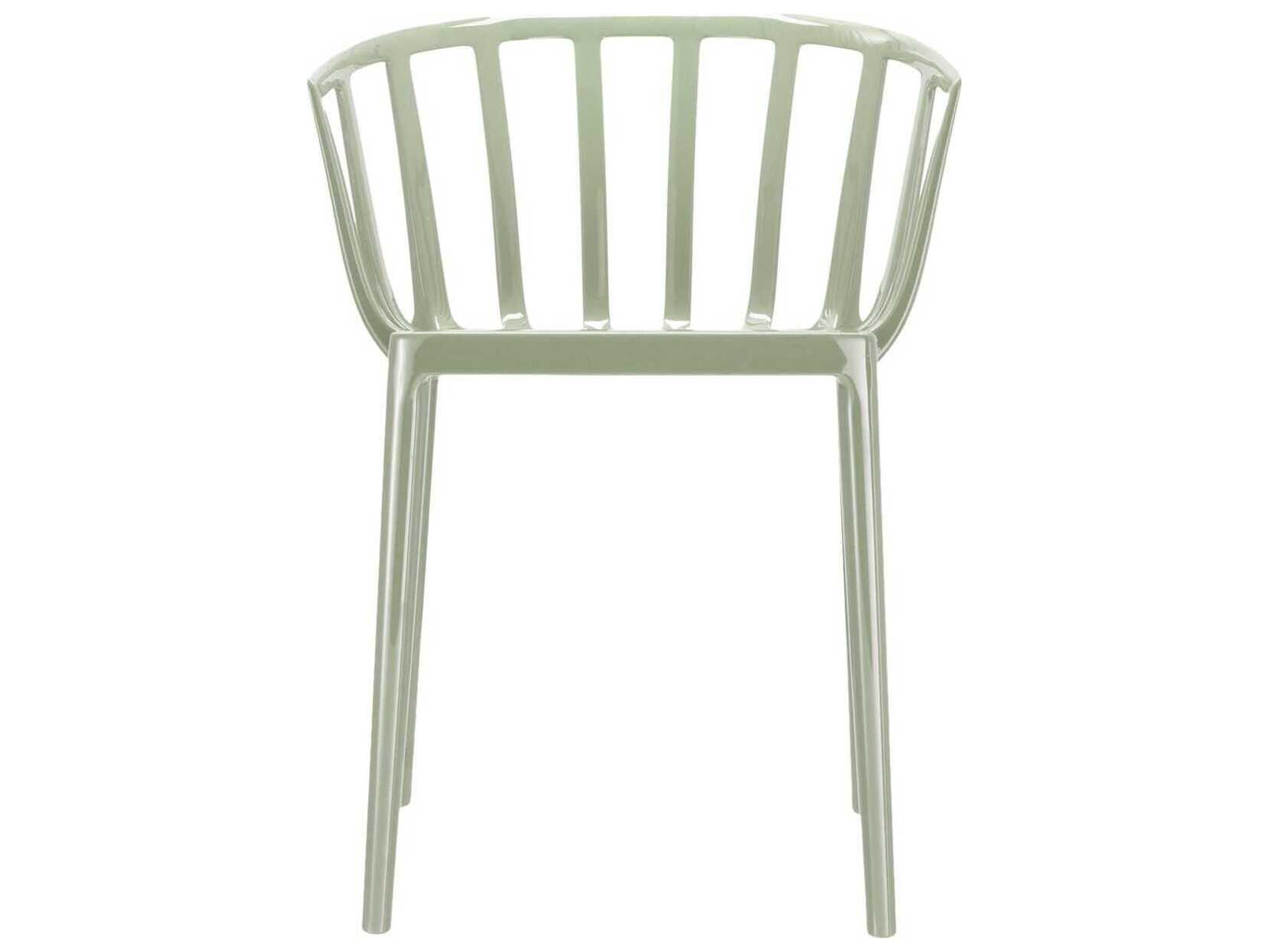 Kartell Outdoor Venice Sage Green Resin Dining Arm Chair  (Sold in 2)