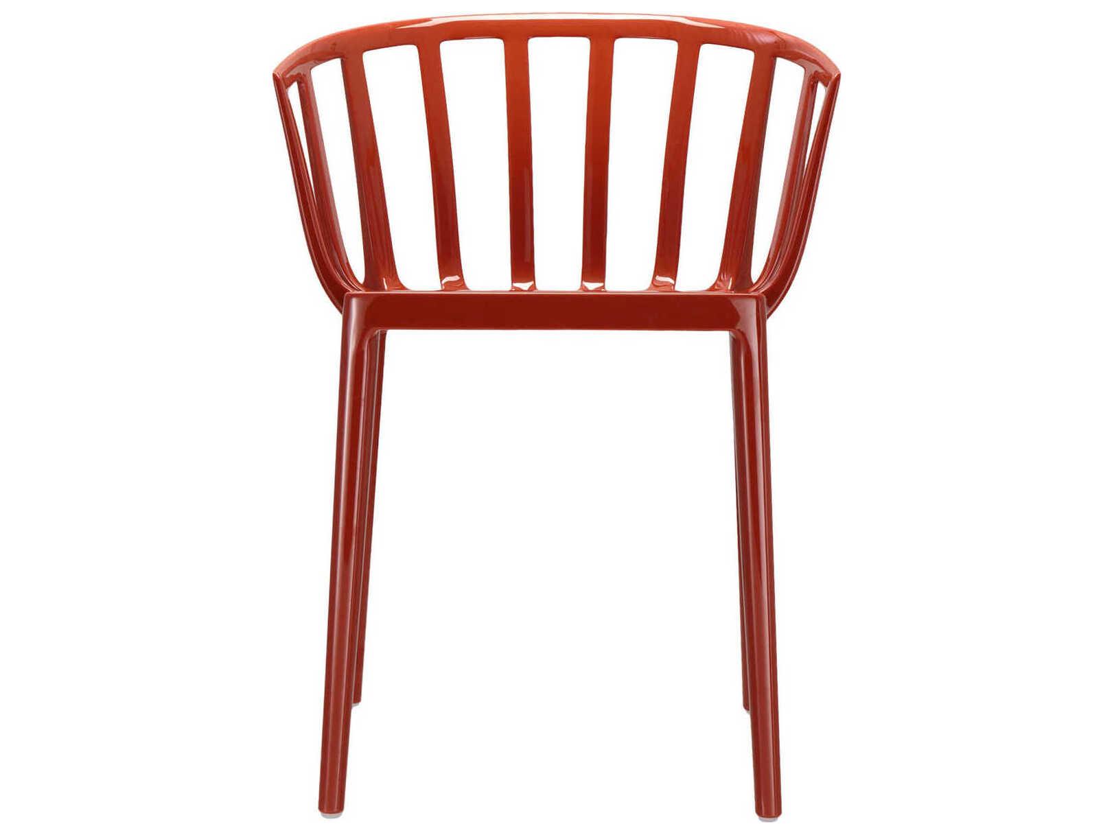 Kartell Outdoor Venice Rusty Orange Resin Dining Arm Chair  (Sold in 2)