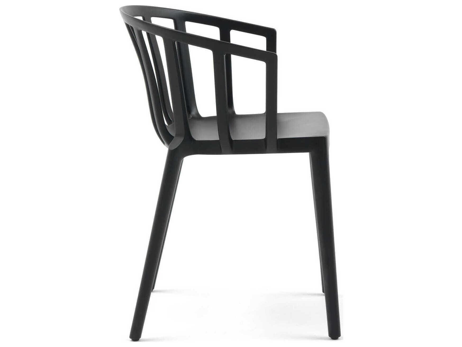 Kartell Outdoor Venice Matte Black Resin Dining Arm Chair  (Sold in 2)