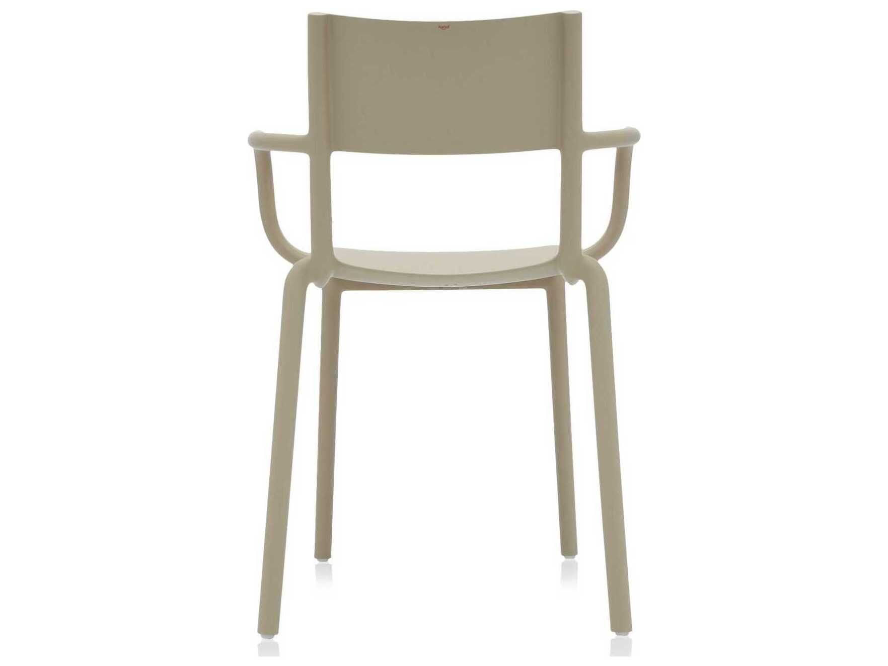 Kartell Outdoor Generic Dove Grey Resin Dining Arm Chair  (Sold in 2)