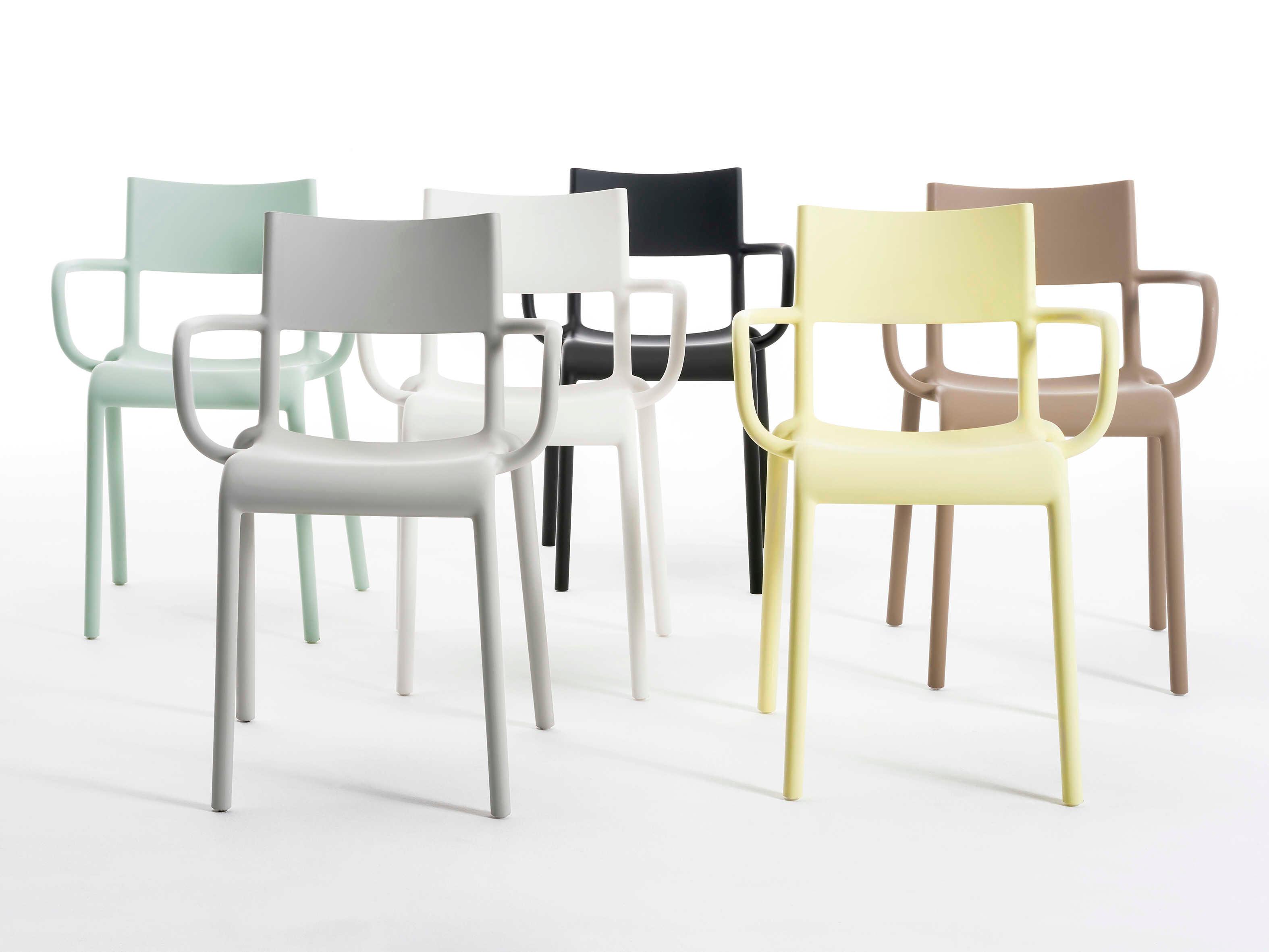 Kartell Outdoor Generic Dove Grey Resin Dining Arm Chair  (Sold in 2)