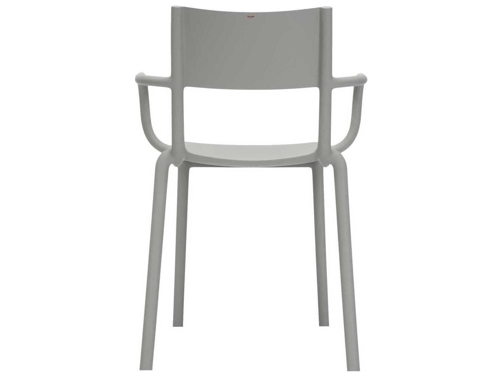 Kartell Outdoor Generic Gray Resin Dining Arm Chair  (Sold in 2)