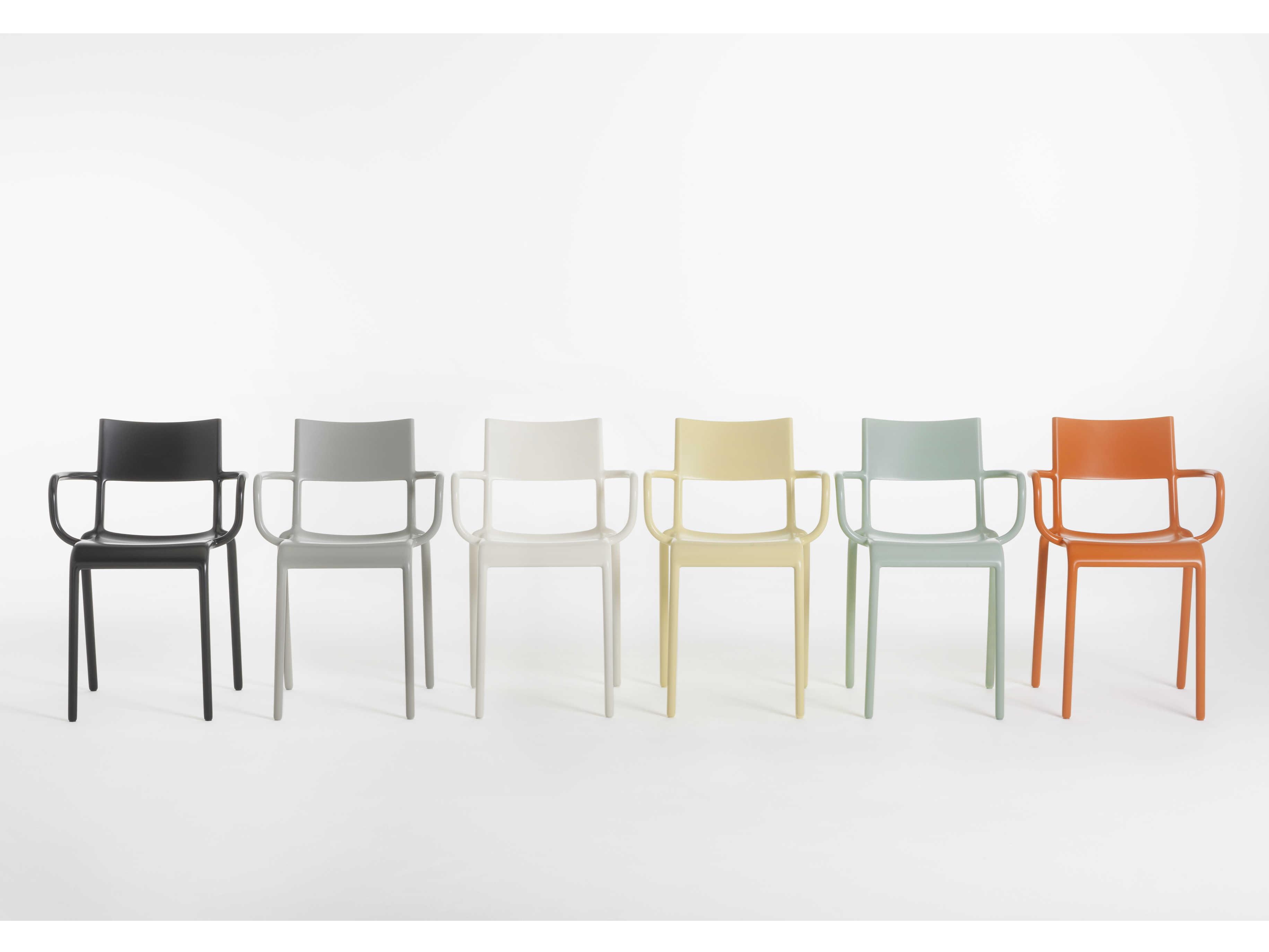 Kartell Outdoor Generic Gray Resin Dining Arm Chair  (Sold in 2)