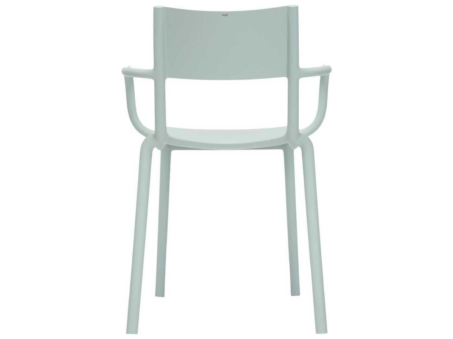 Kartell Outdoor Generic Sage Green Resin Dining Arm Chair  (Sold in 2)