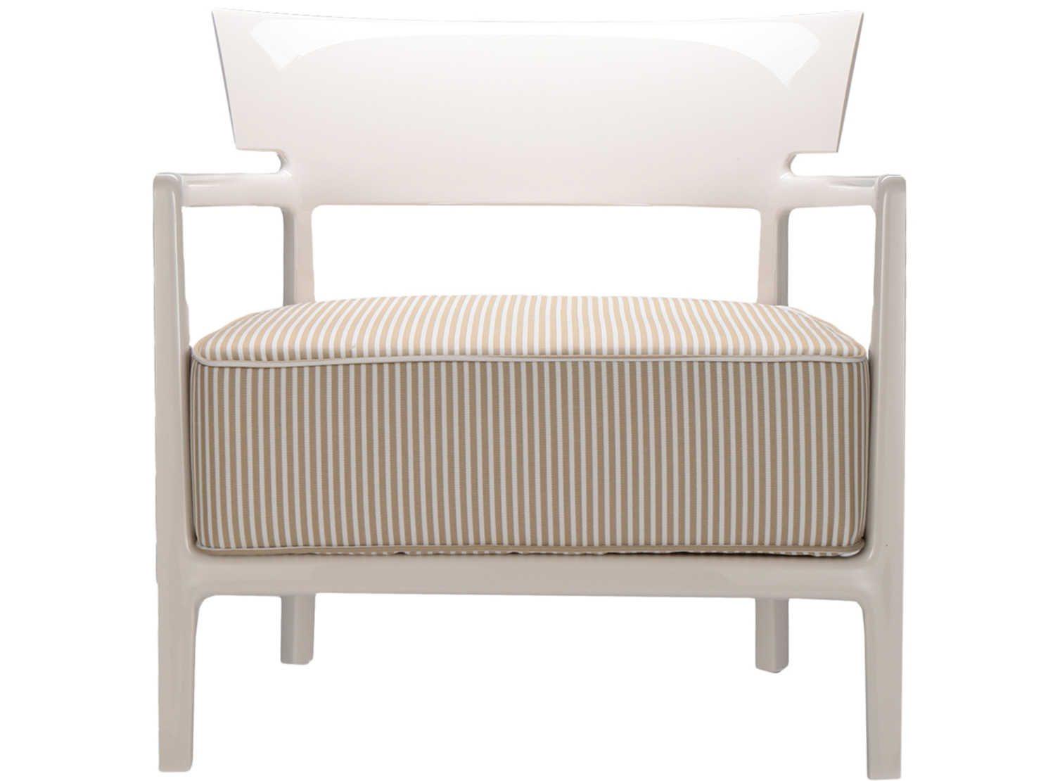 Kartell Outdoor Cara Ivory / Beige Resin Cushion Lounge Chair