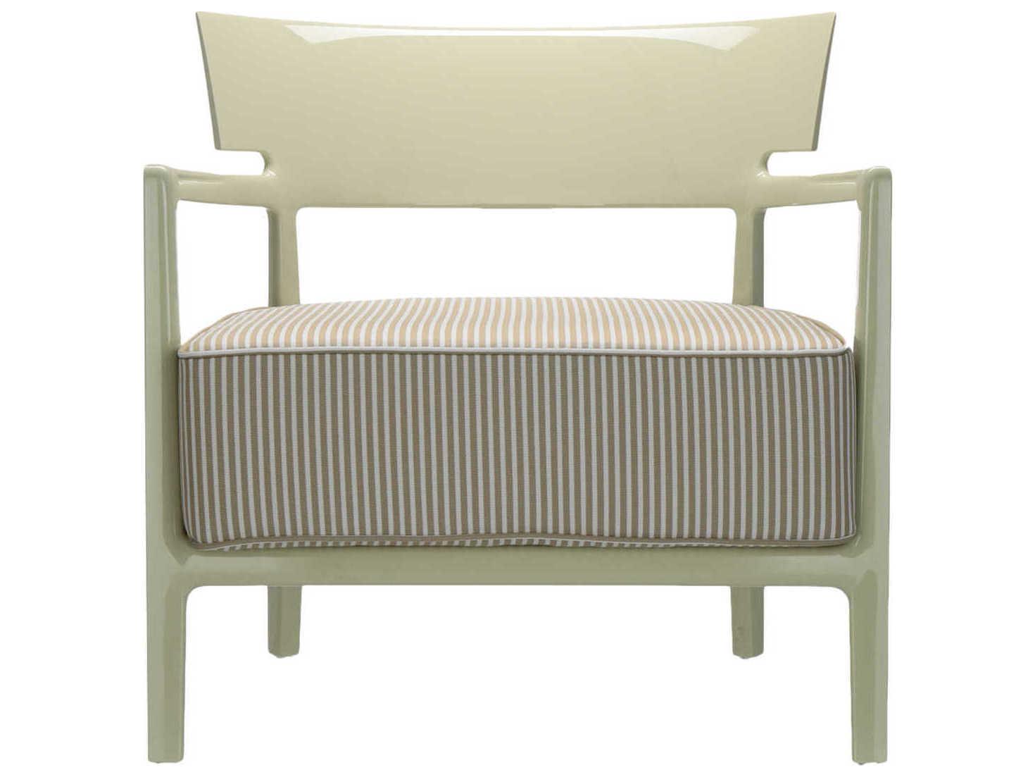 Kartell Outdoor Cara Pale Green / Beige Resin Cushion Lounge Chair