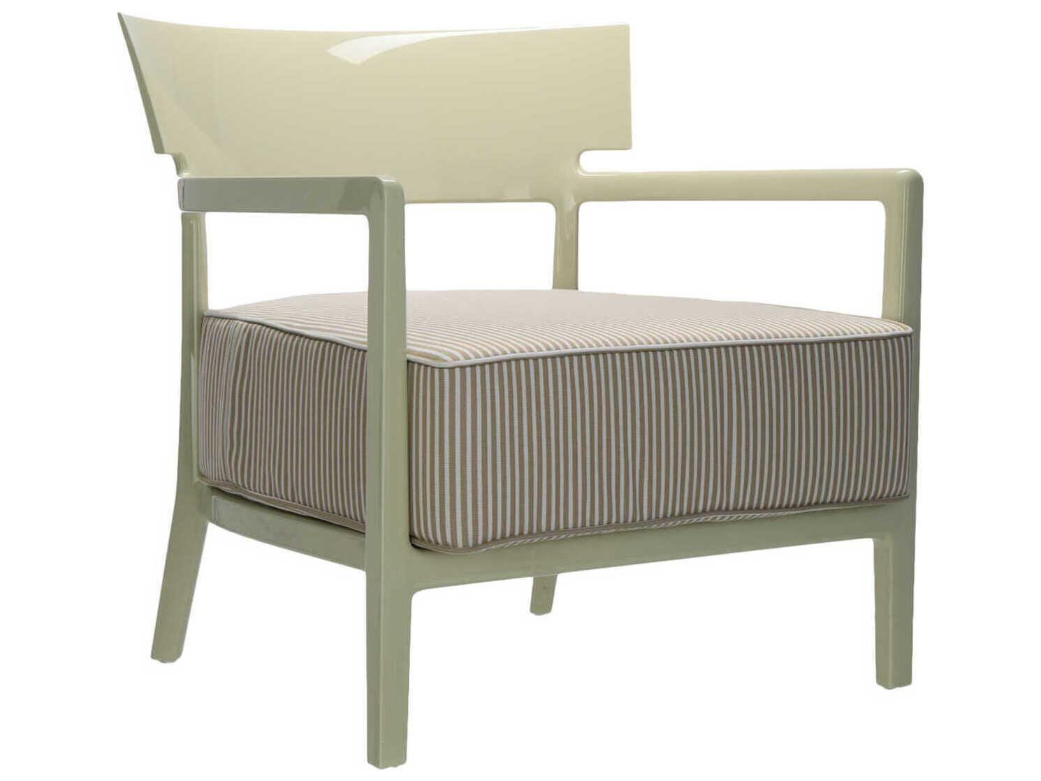 Kartell Outdoor Cara Pale Green / Beige Resin Cushion Lounge Chair