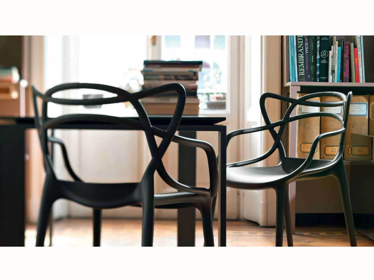 Kartell Outdoor Masters Opaque Black Resin Dining Chair  (Sold in 2)