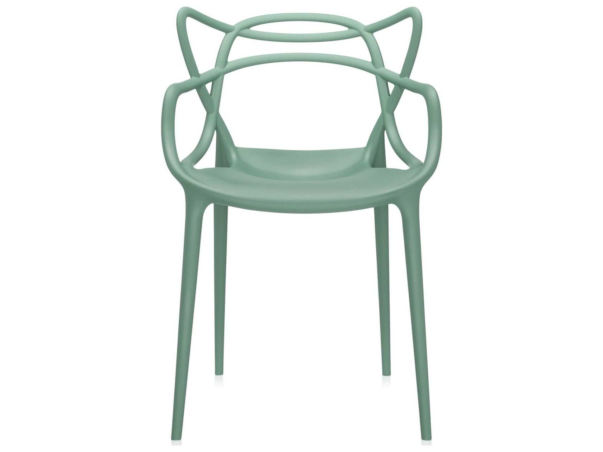 Kartell Outdoor Masters Opaque Sage Green Resin Dining Chair  (Sold in 2)