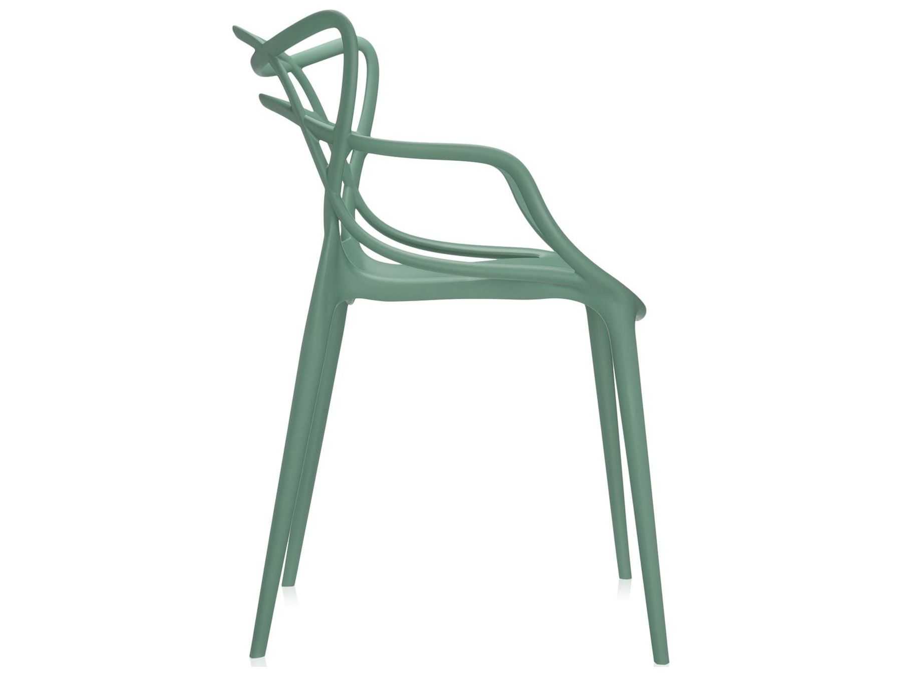Kartell Outdoor Masters Opaque Sage Green Resin Dining Chair  (Sold in 2)