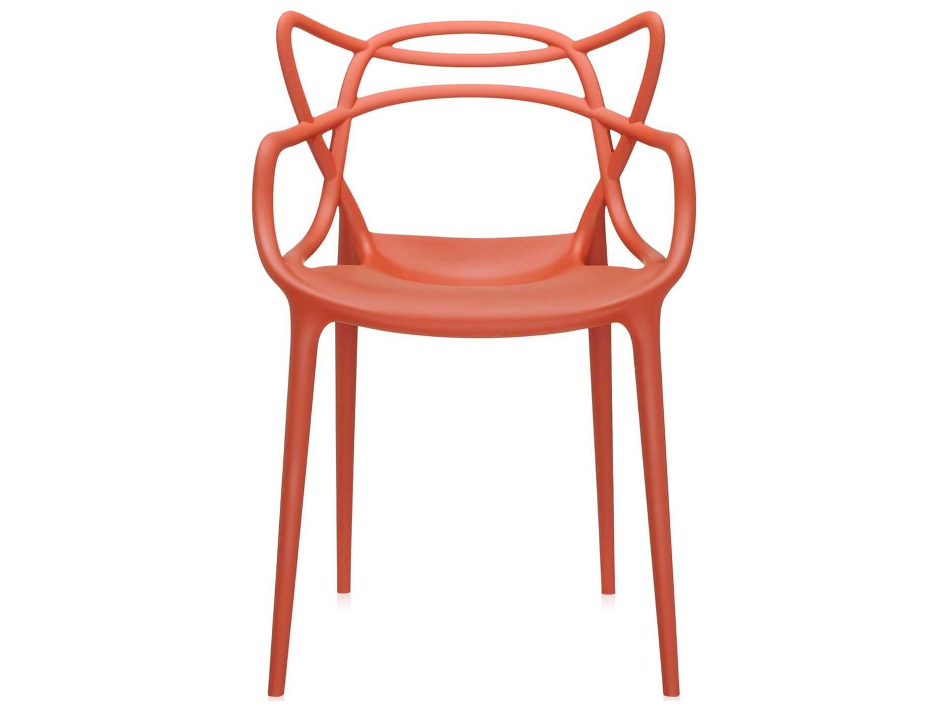 Kartell Outdoor Masters Opaque Rust Orange Resin Dining Chair  (Sold in 2)